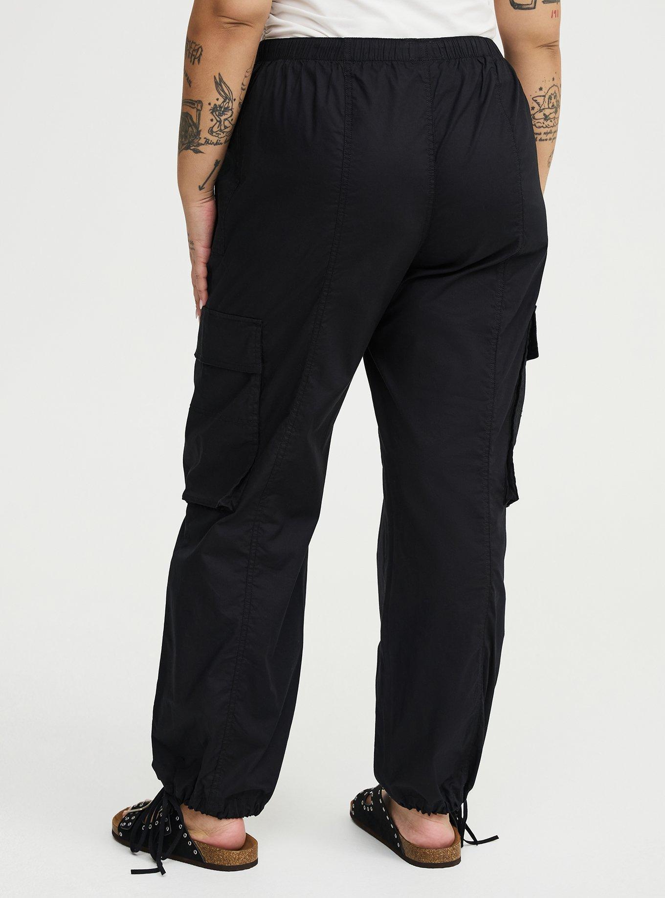 High-Rise Poplin Parachute Pant, DEEP BLACK, alternate