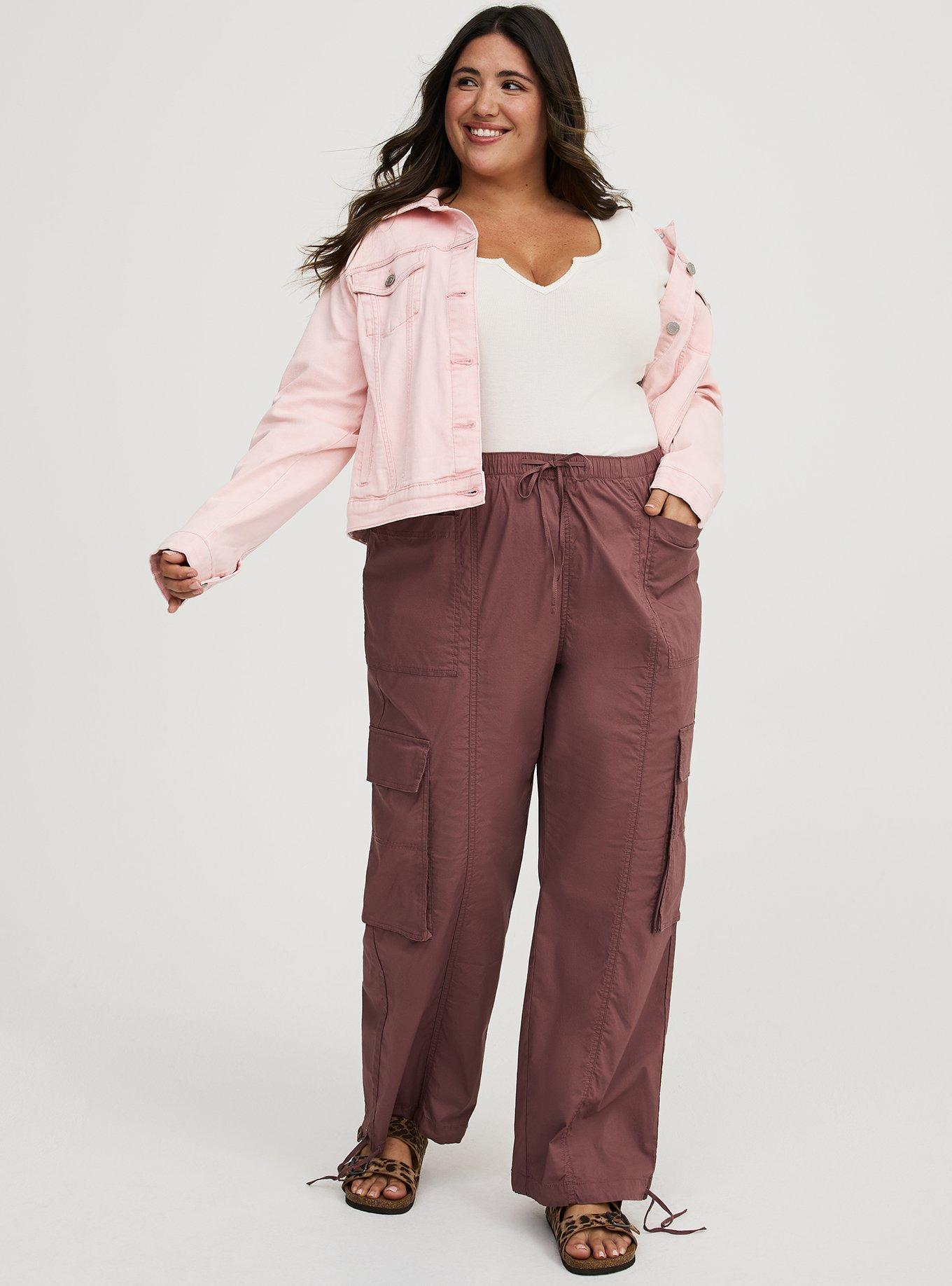 Plus Size High-Rise Poplin Parachute Pant, ROSE TAUPE, hi-res