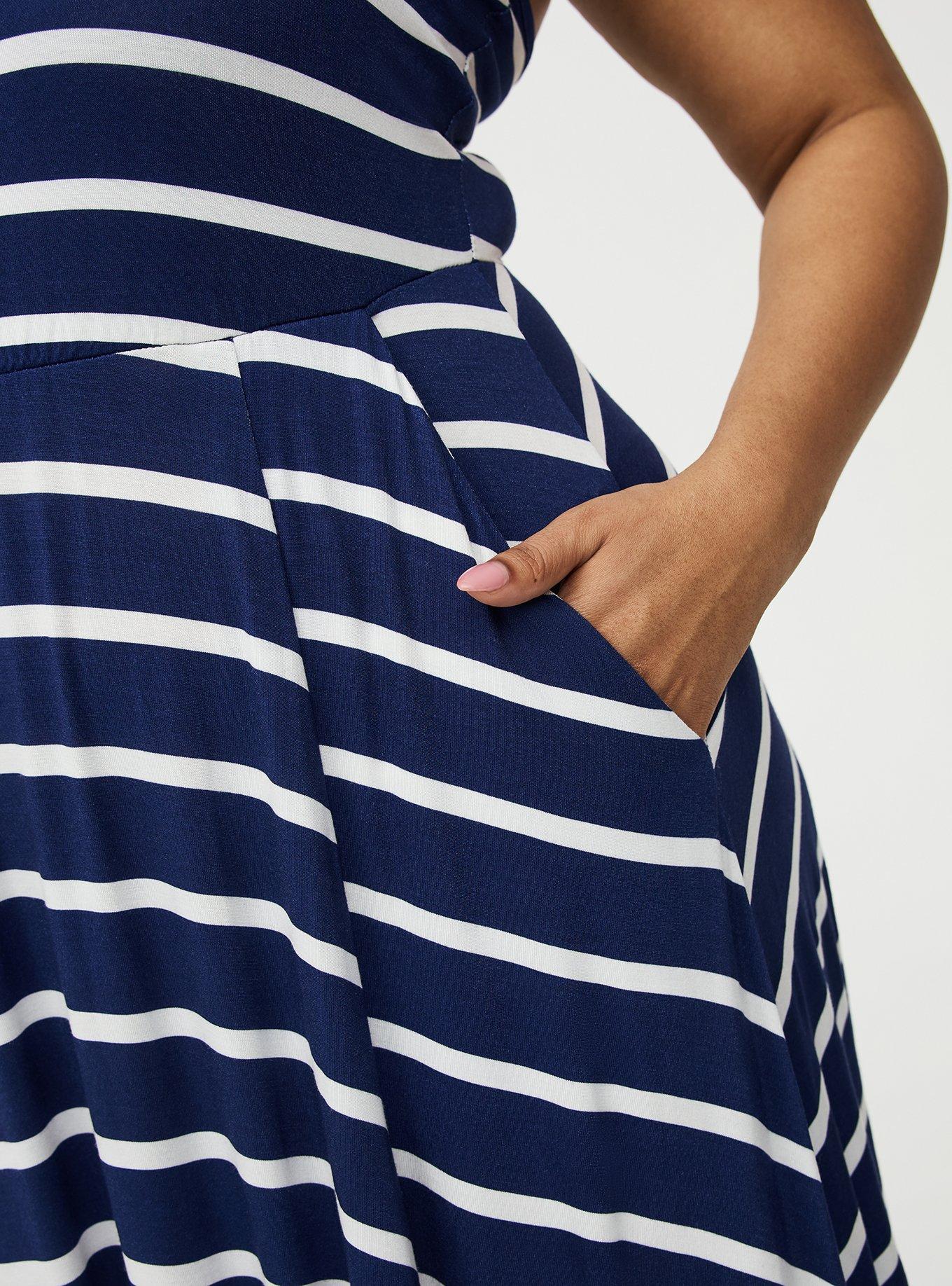 Super Soft Jersey V-Neck Maxi Dress, BEACON STRIPE NAVY, alternate