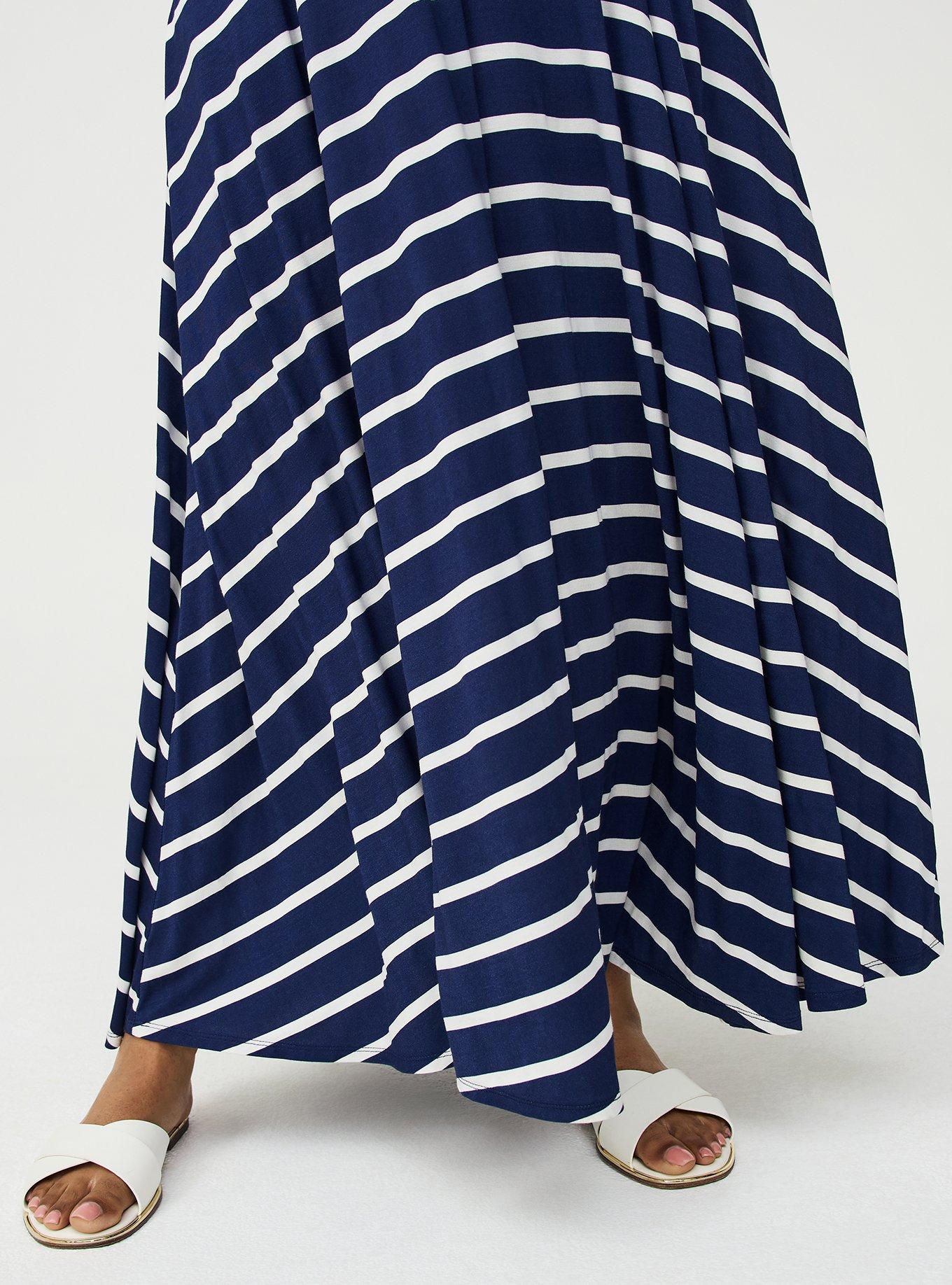Super Soft Jersey V-Neck Maxi Dress, BEACON STRIPE NAVY, alternate