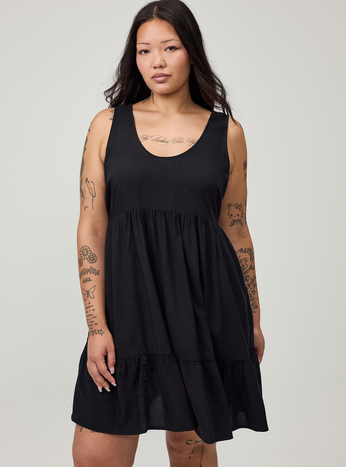 Tiered Tank Mini Dress, DEEP BLACK, alternate