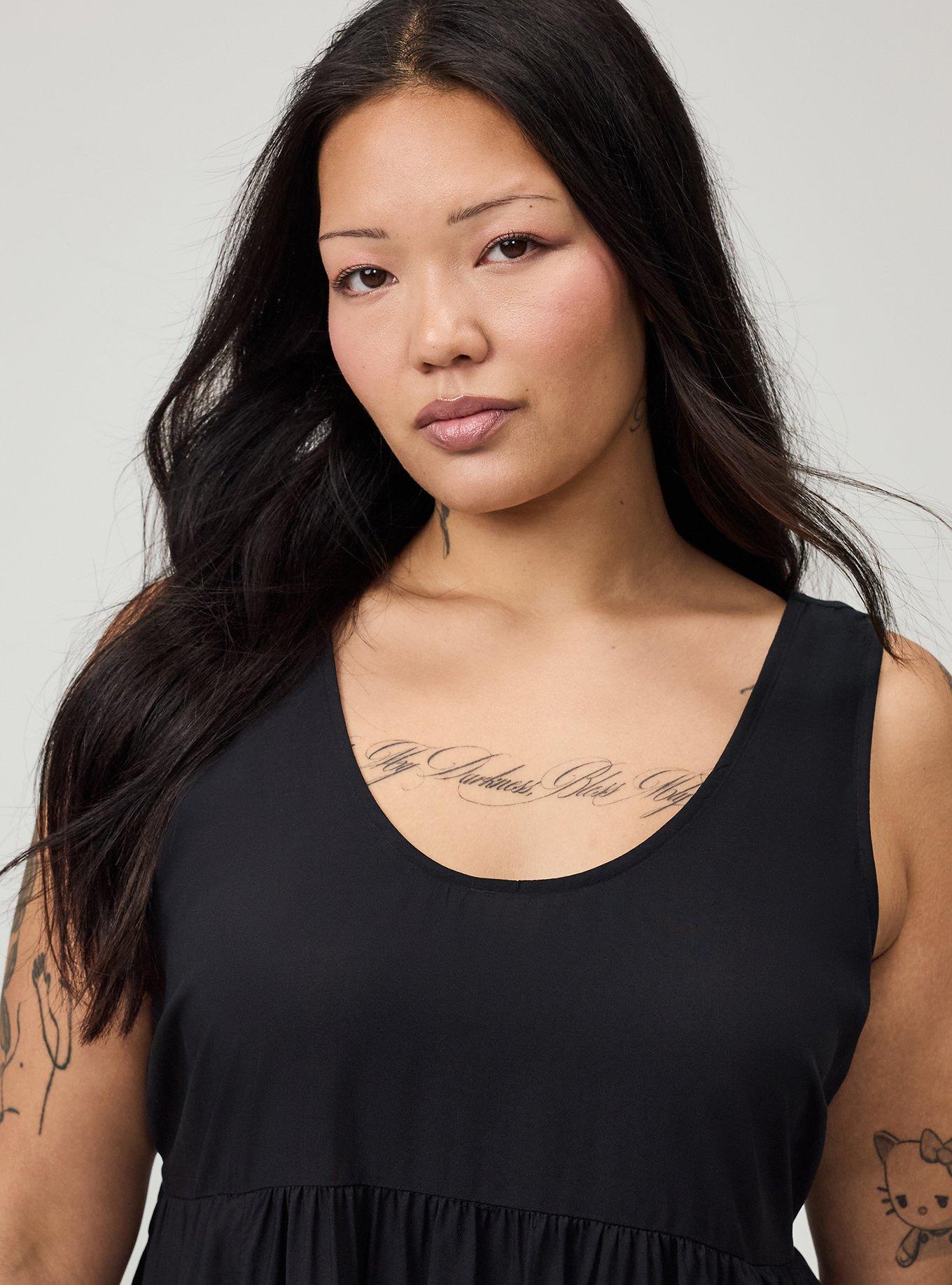 Tiered Tank Mini Dress, DEEP BLACK, alternate
