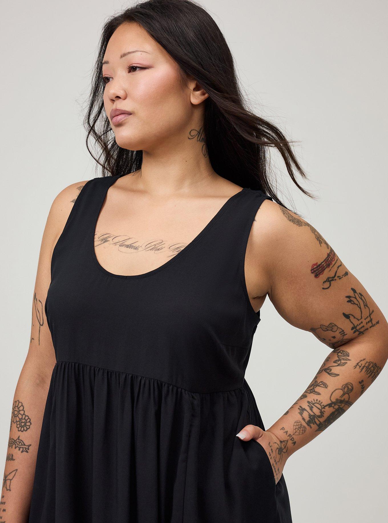 Tiered Tank Mini Dress, DEEP BLACK, alternate
