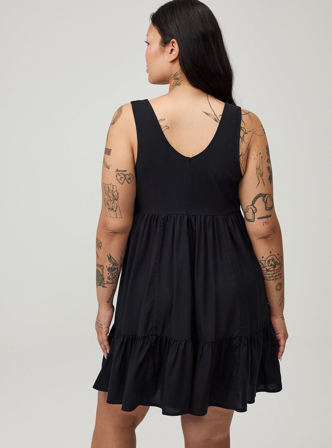 Tiered Tank Mini Dress, DEEP BLACK, alternate