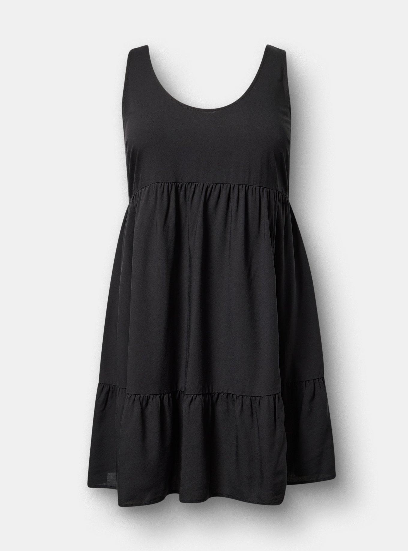 Tiered Tank Mini Dress, DEEP BLACK, hi-res