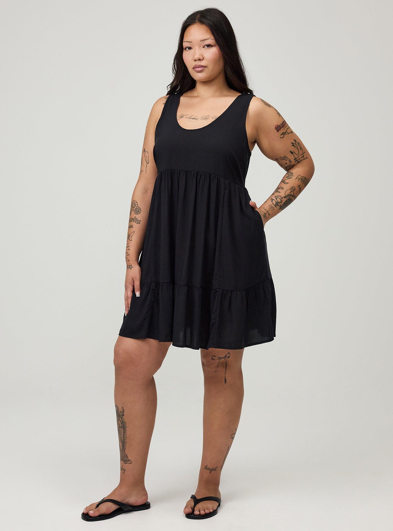 Tiered Tank Mini Dress, DEEP BLACK, hi-res
