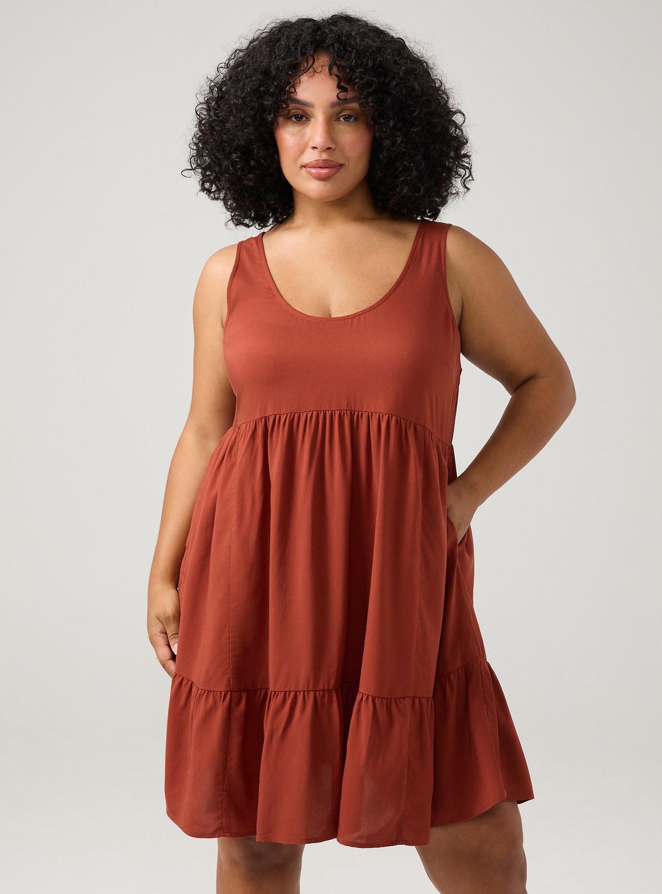 Tiered Tank Mini Dress, ROASTED RUSSET, hi-res