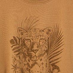 Leopard Palms Relaxed Heritage Jersey Raw Edge Tee, TOBACCO BROWN, swatch