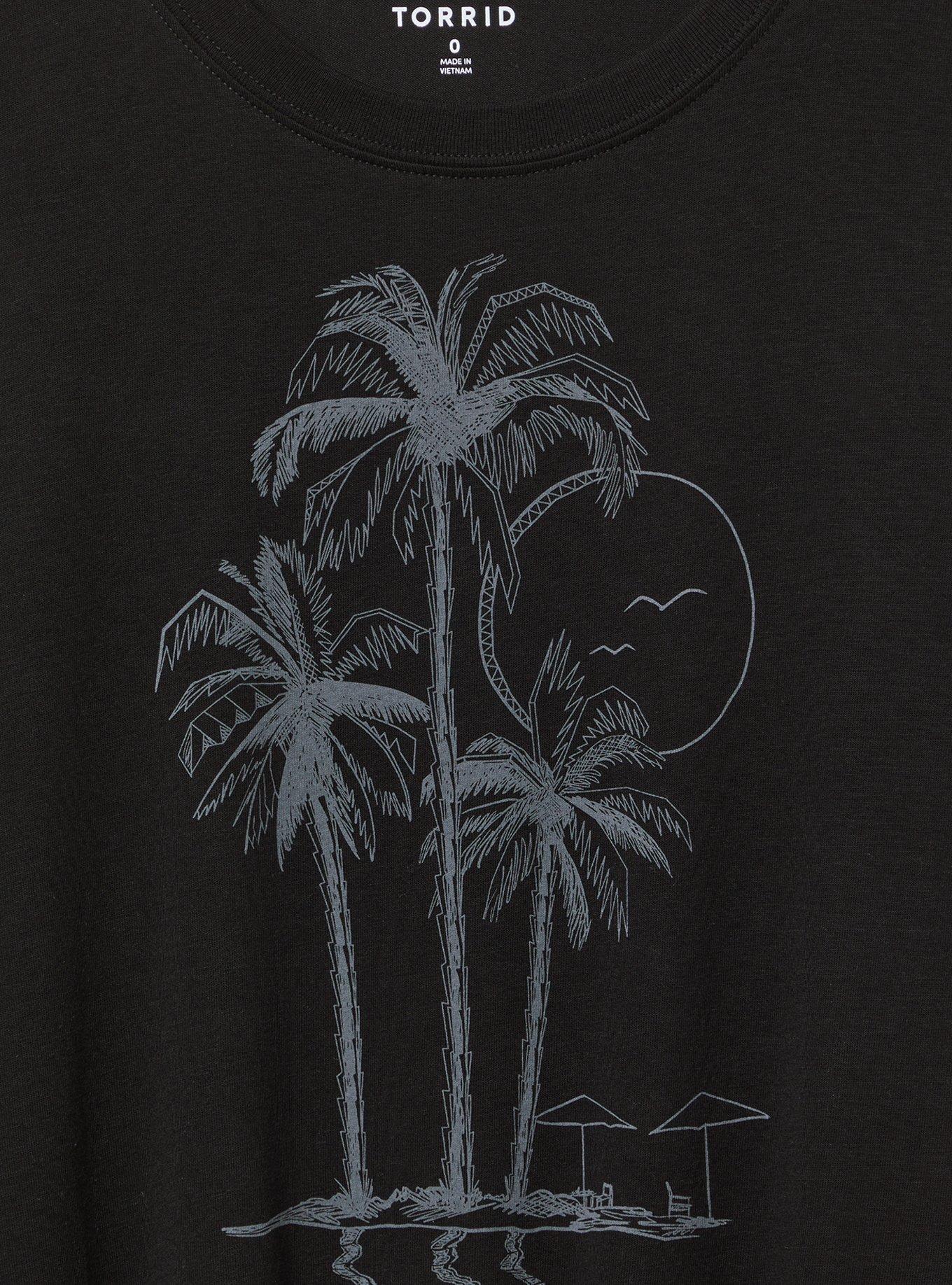 Palms Fitted Vintage Jersey Crop Ringer Tee