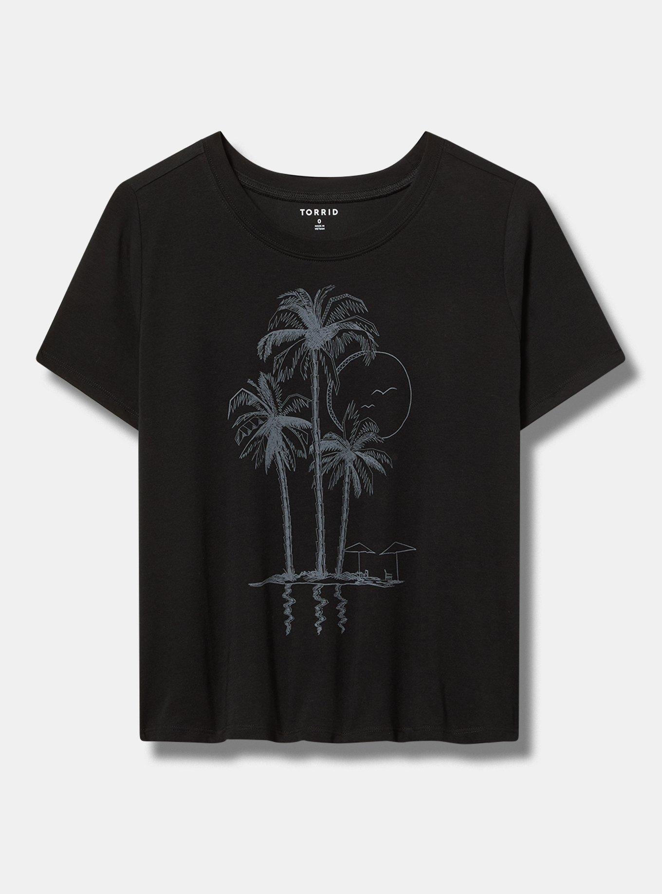 Palms Fitted Vintage Jersey Crop Ringer Tee
