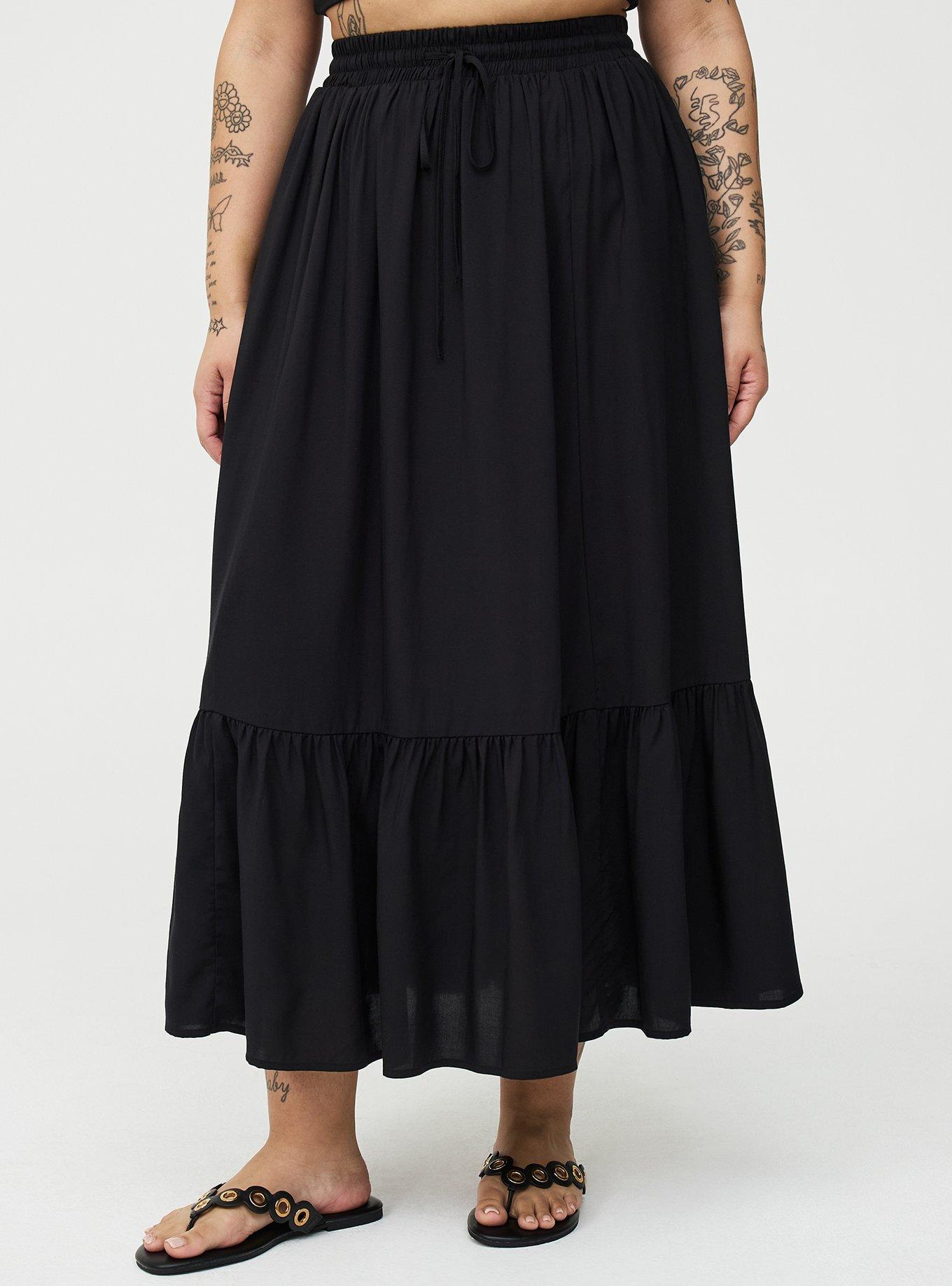 Tiered Maxi Skirt, DEEP BLACK, alternate