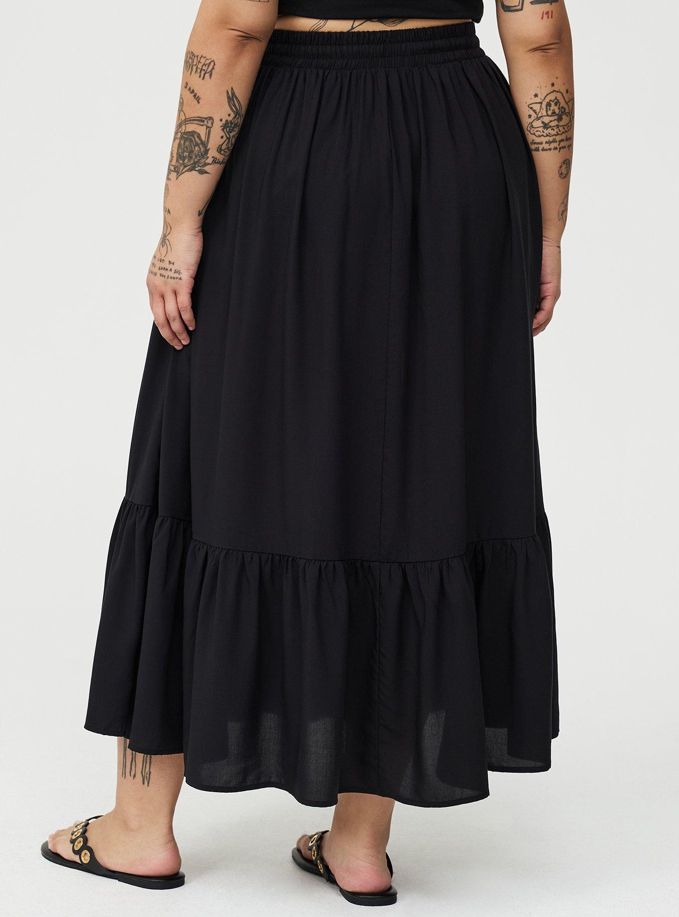 Tiered Maxi Skirt, DEEP BLACK, alternate