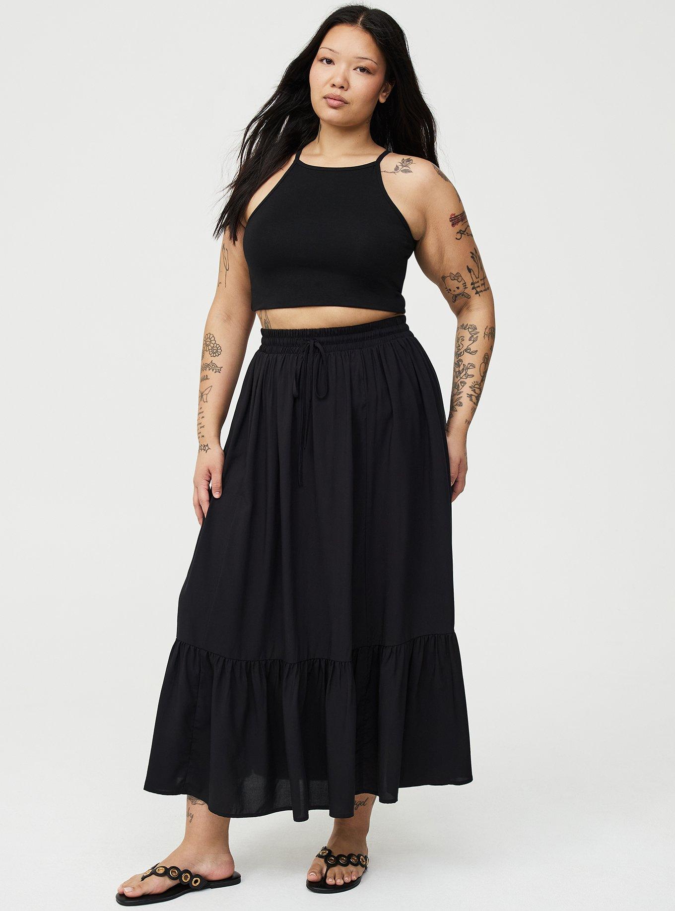 Tiered Maxi Skirt, DEEP BLACK, alternate