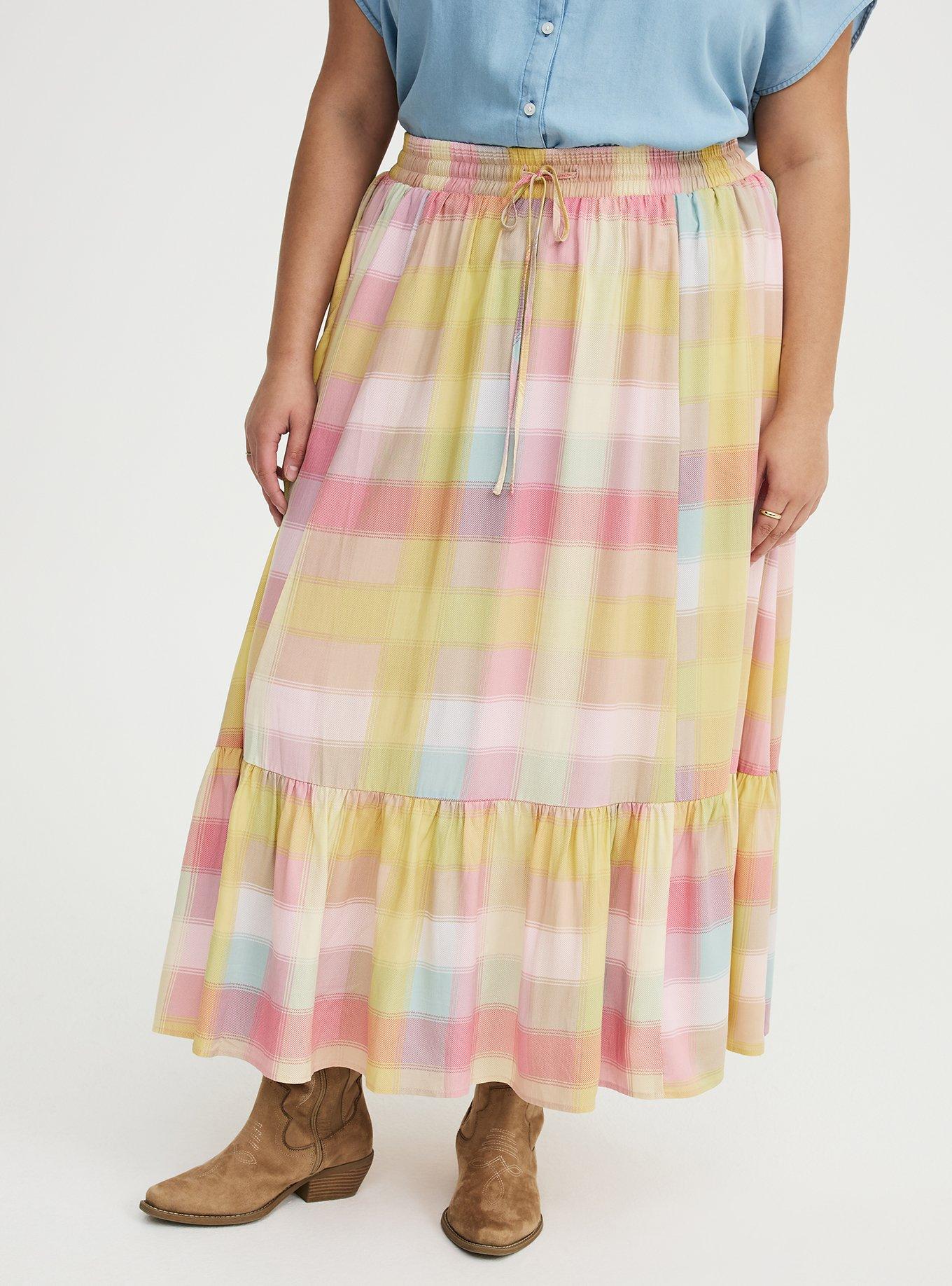 Tiered Maxi Skirt, GOOD REASON PLAID MULTI, alternate