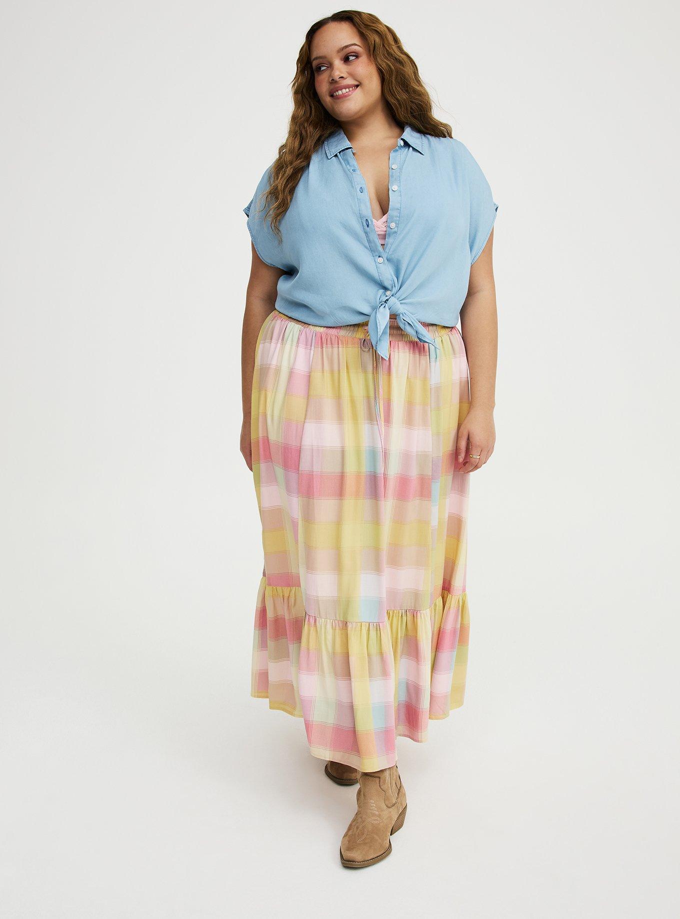 Tiered Maxi Skirt, GOOD REASON PLAID MULTI, alternate