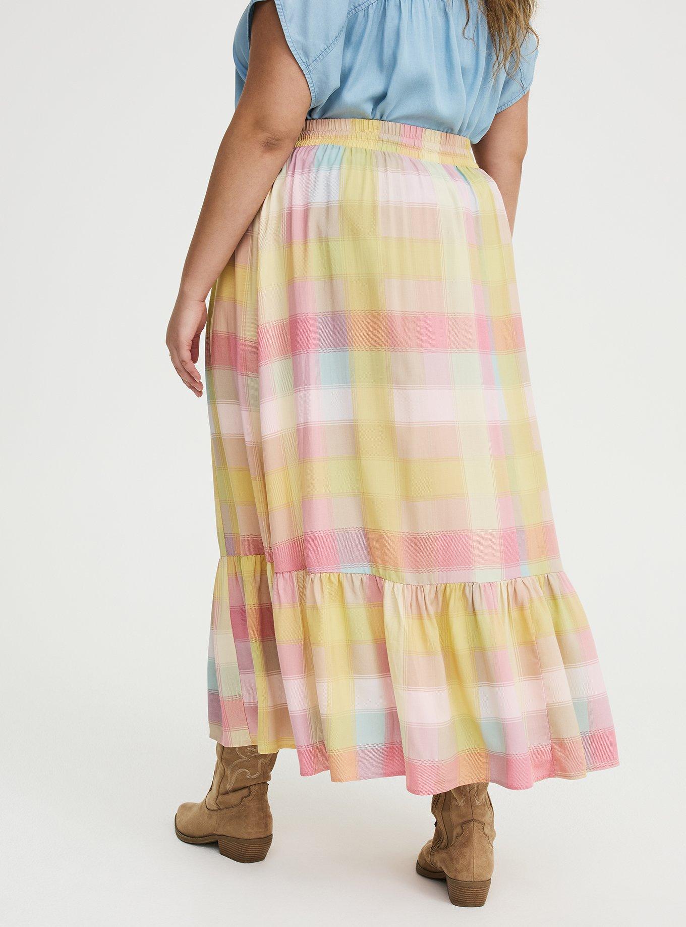 Tiered Maxi Skirt, GOOD REASON PLAID MULTI, alternate
