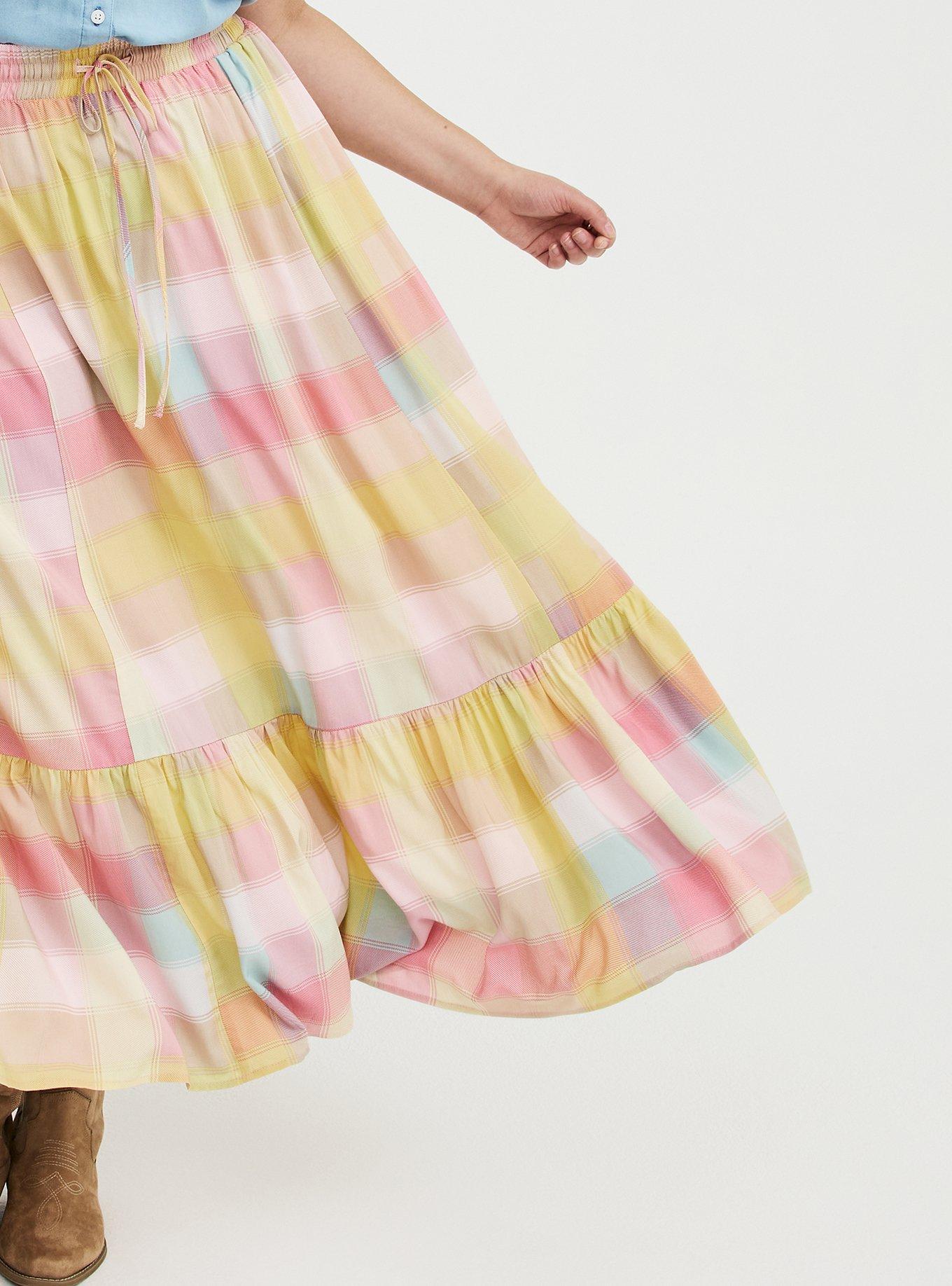 Tiered Maxi Skirt, GOOD REASON PLAID MULTI, alternate