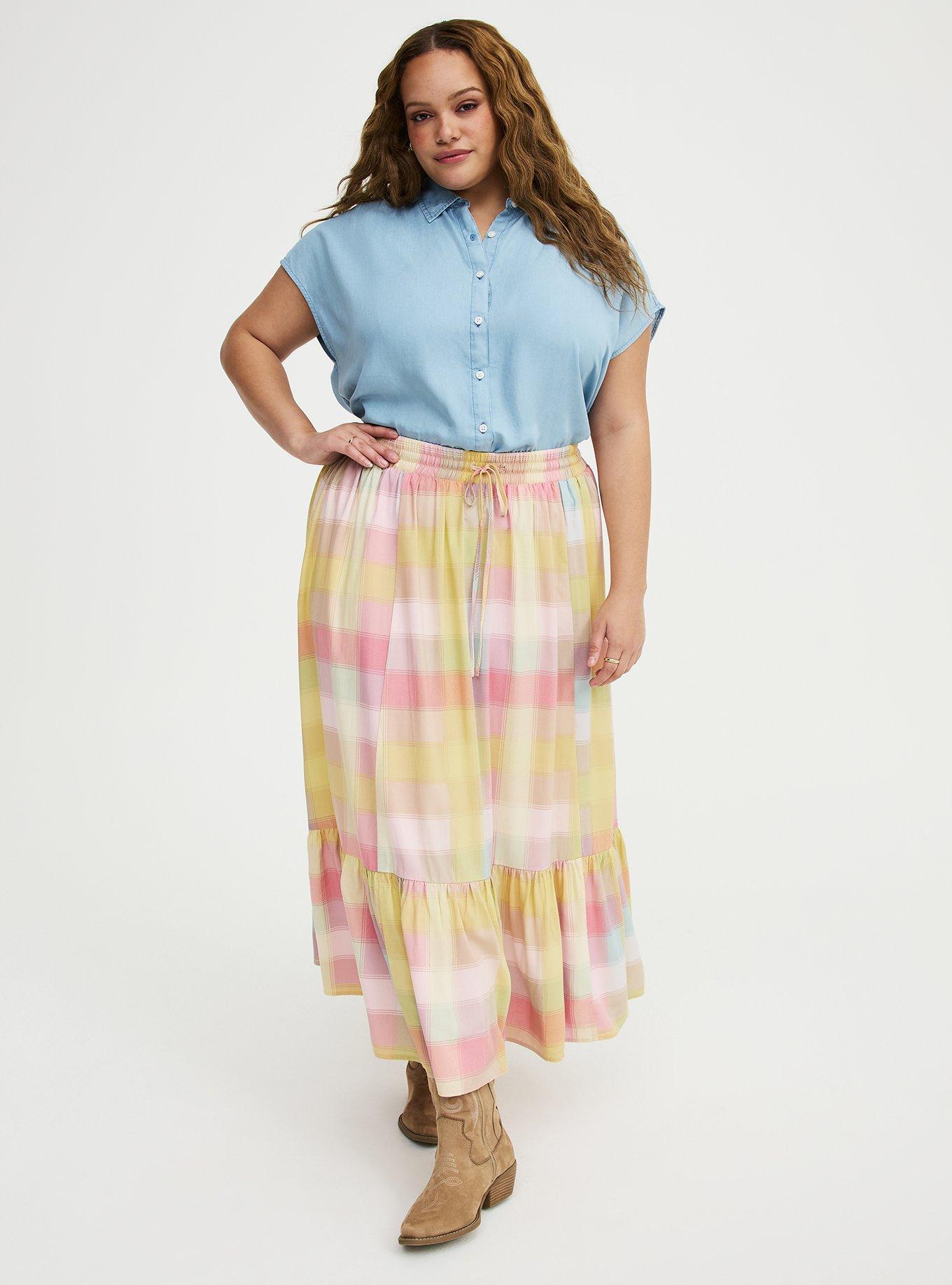 Tiered Maxi Skirt, GOOD REASON PLAID MULTI, hi-res