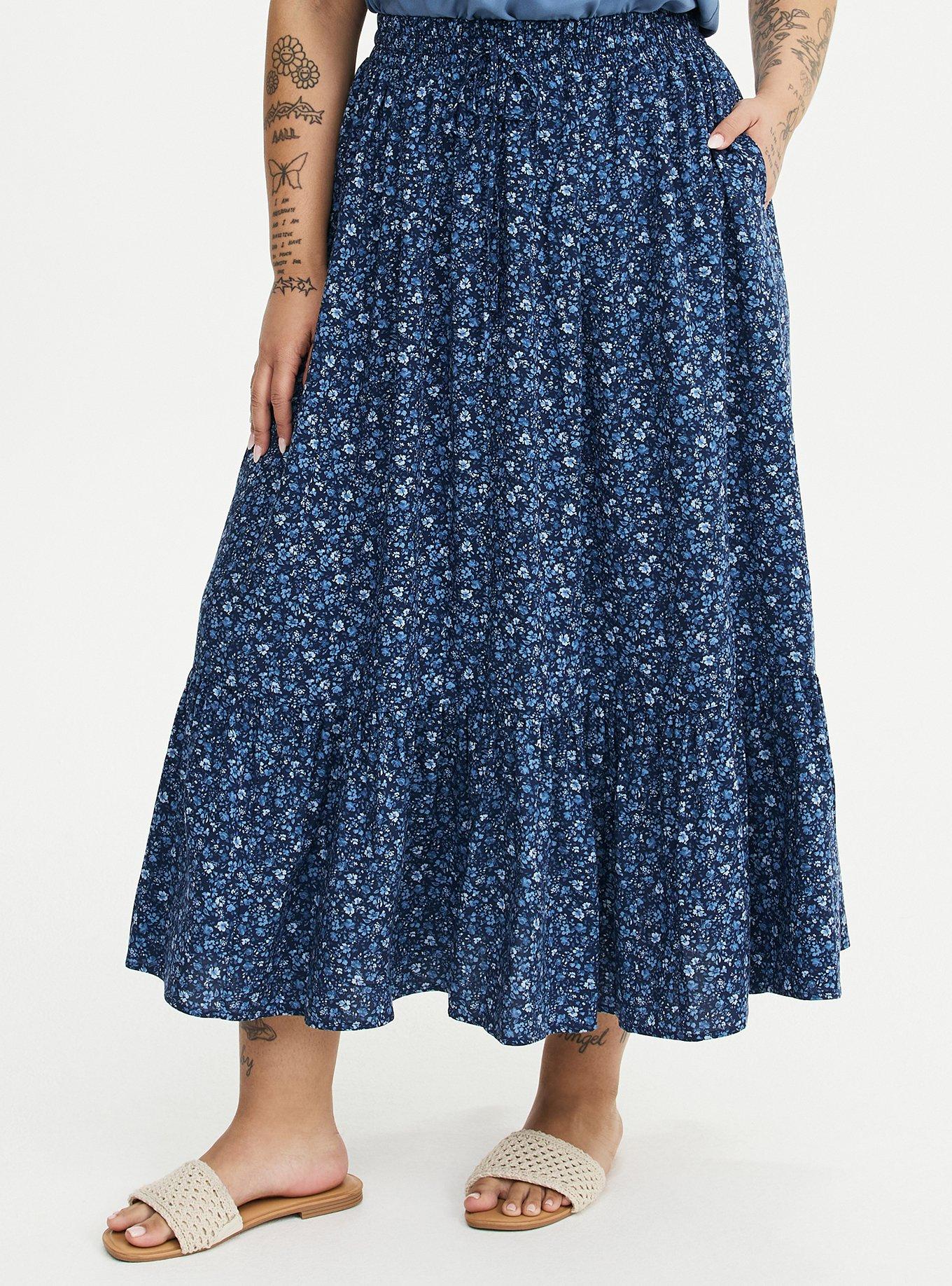 Tiered Maxi Skirt, LOVELY DITSY FLORAL BLUE, alternate