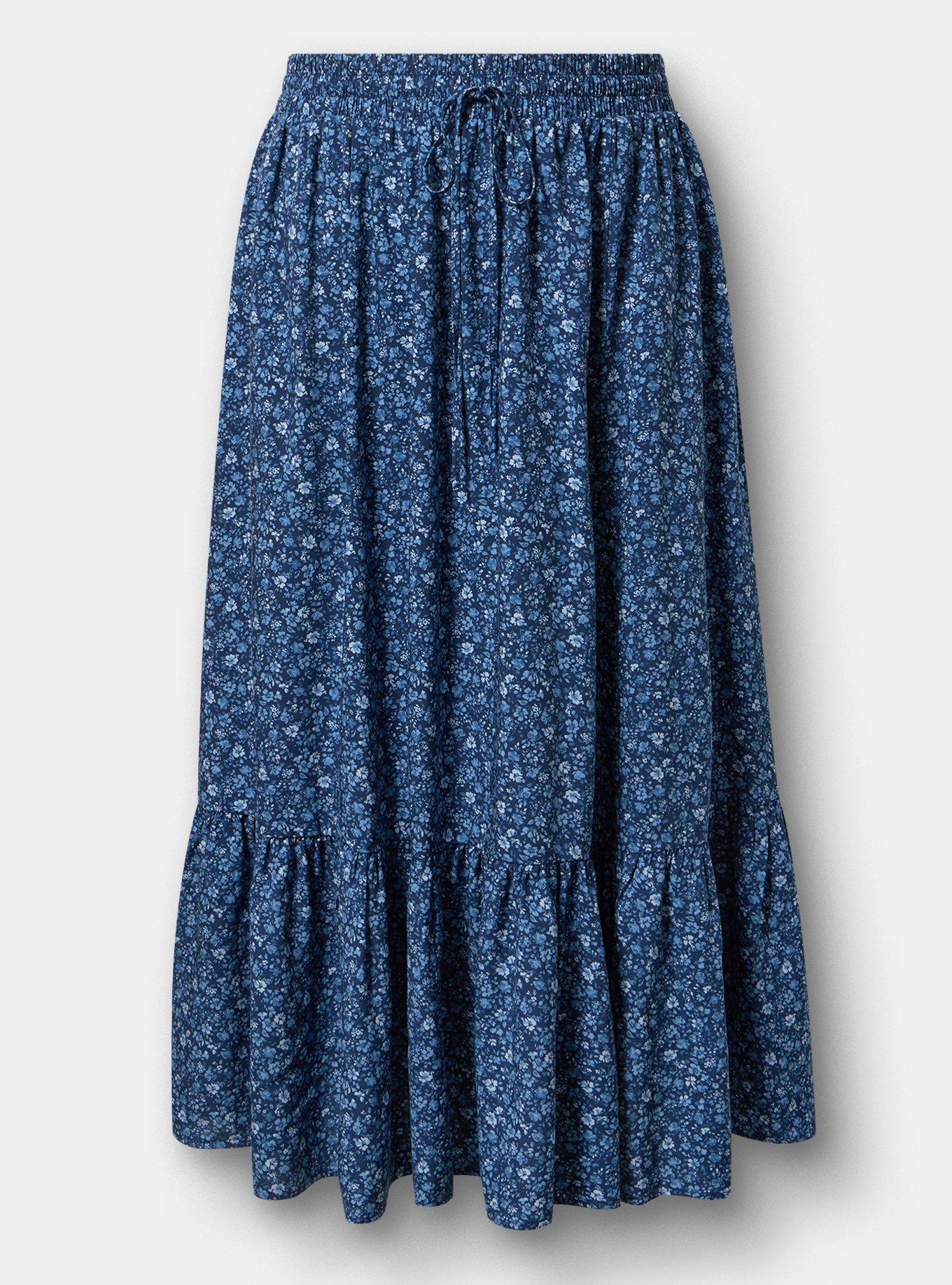Tiered Maxi Skirt, LOVELY DITSY FLORAL BLUE, hi-res