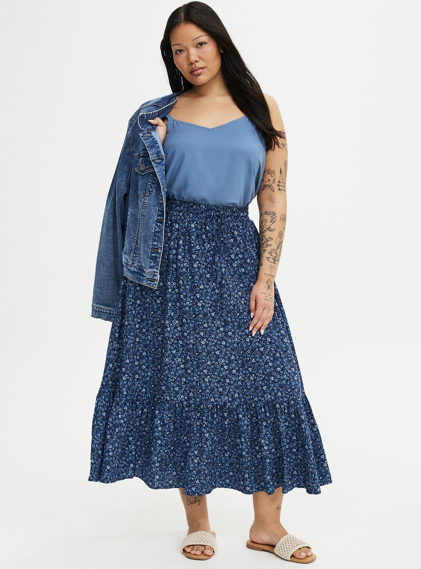 Tiered Maxi Skirt, LOVELY DITSY FLORAL BLUE, hi-res