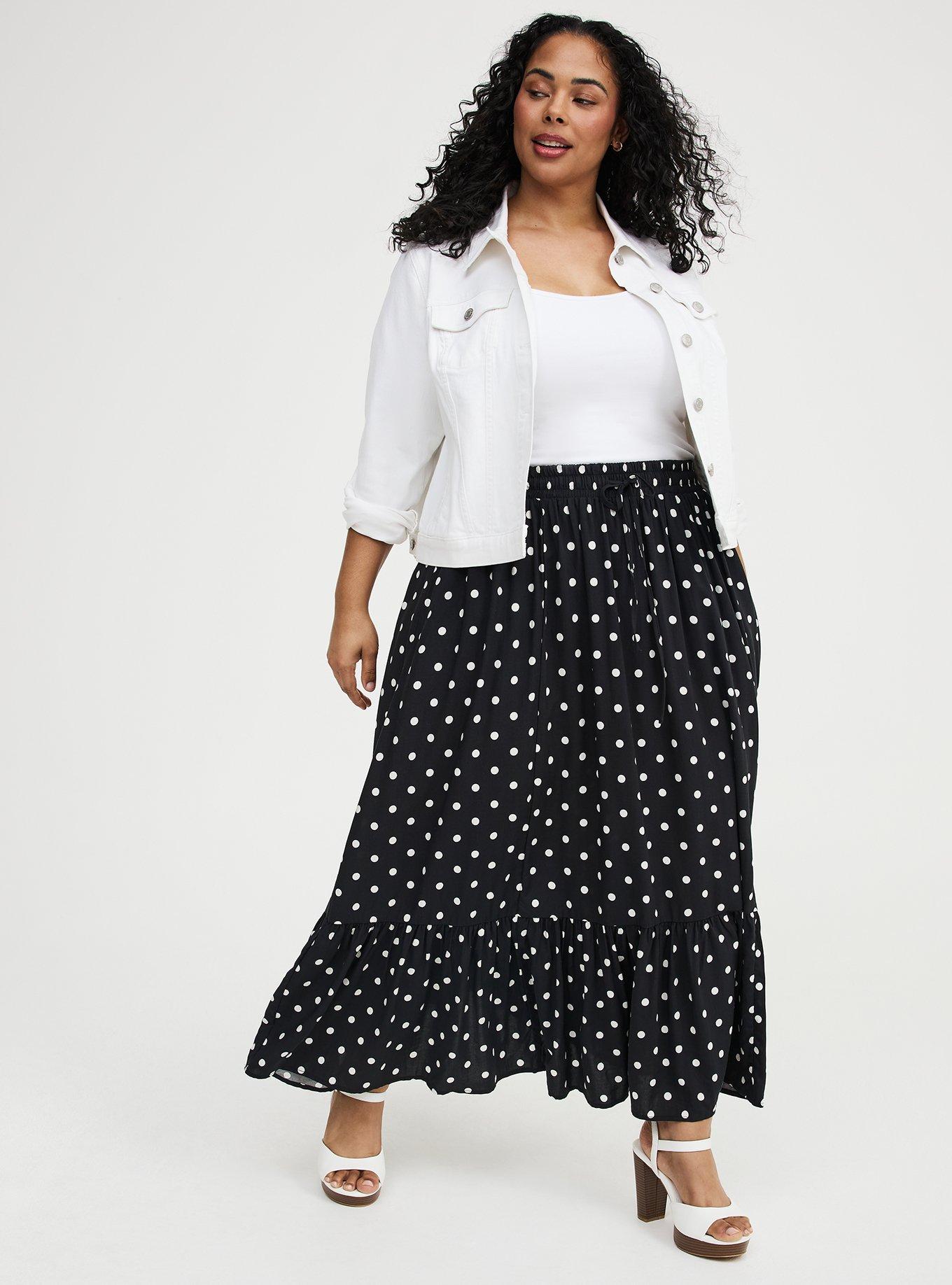 Tiered Maxi Skirt, COMMIT DOT BLACK, hi-res
