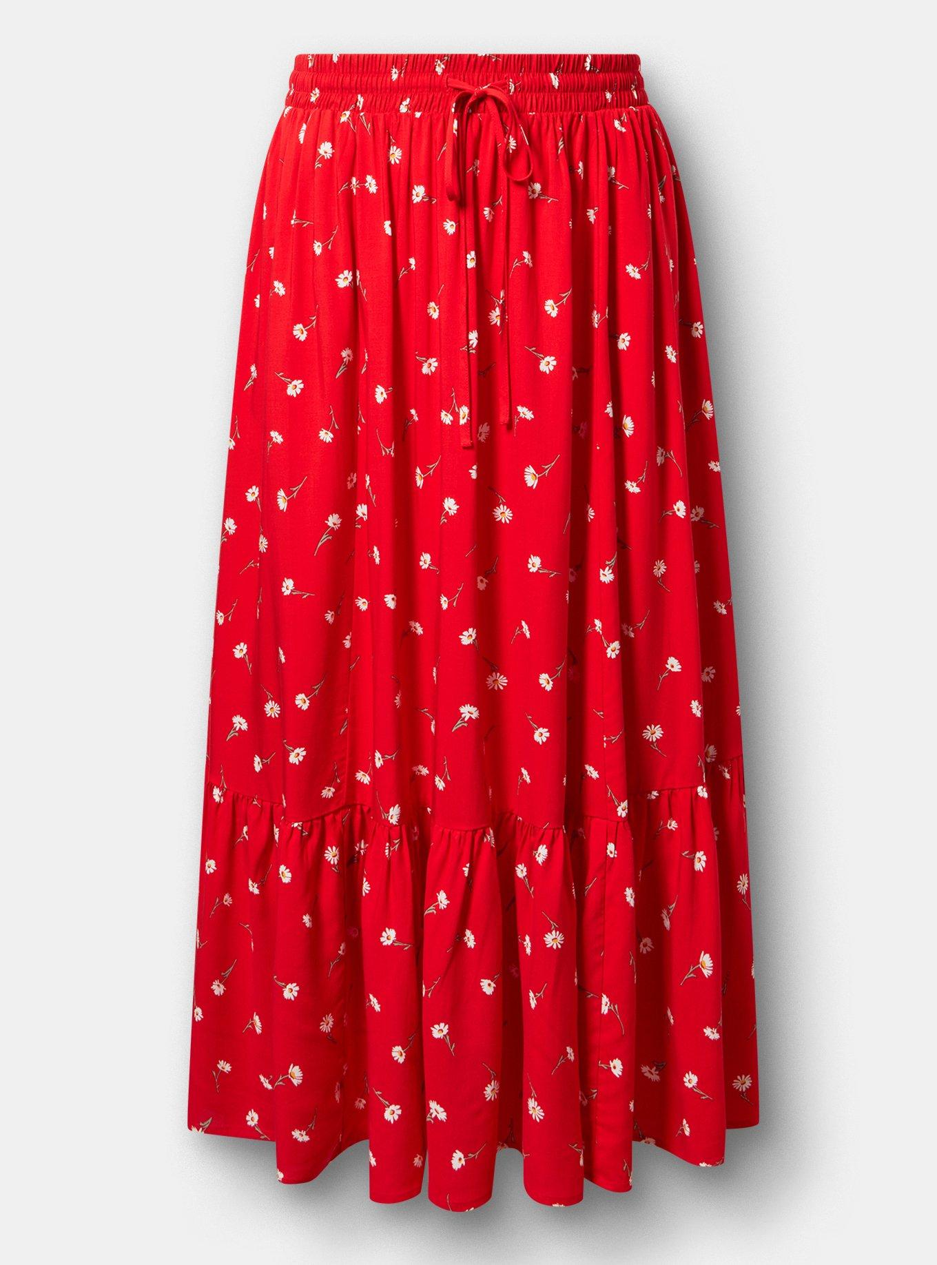 Plus Size - Tiered Challis Maxi Skirt - Torrid