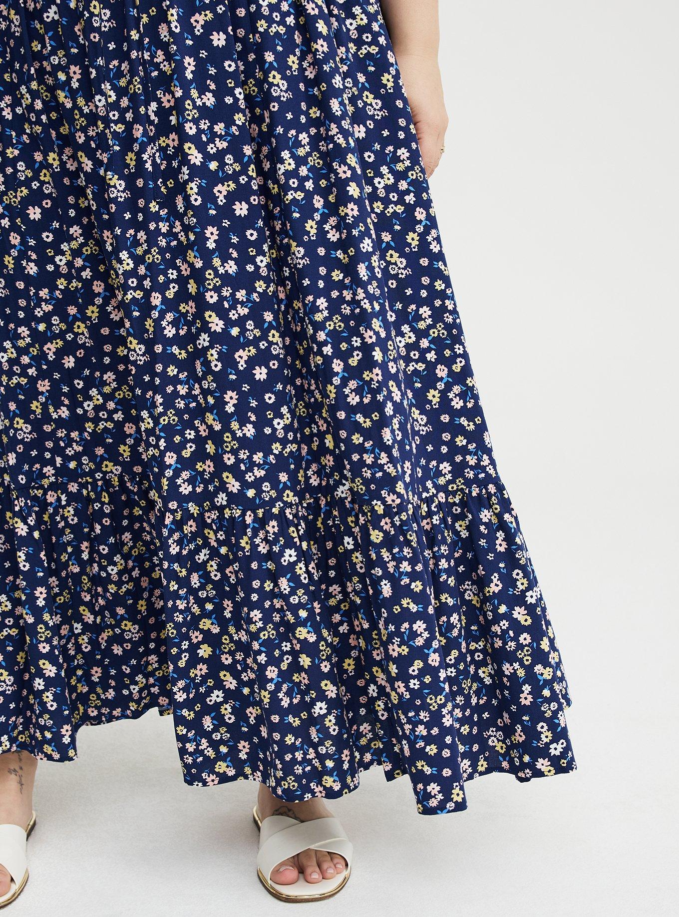 Tiered Challis Maxi Skirt, TONIGHT FLORAL NAVY, alternate