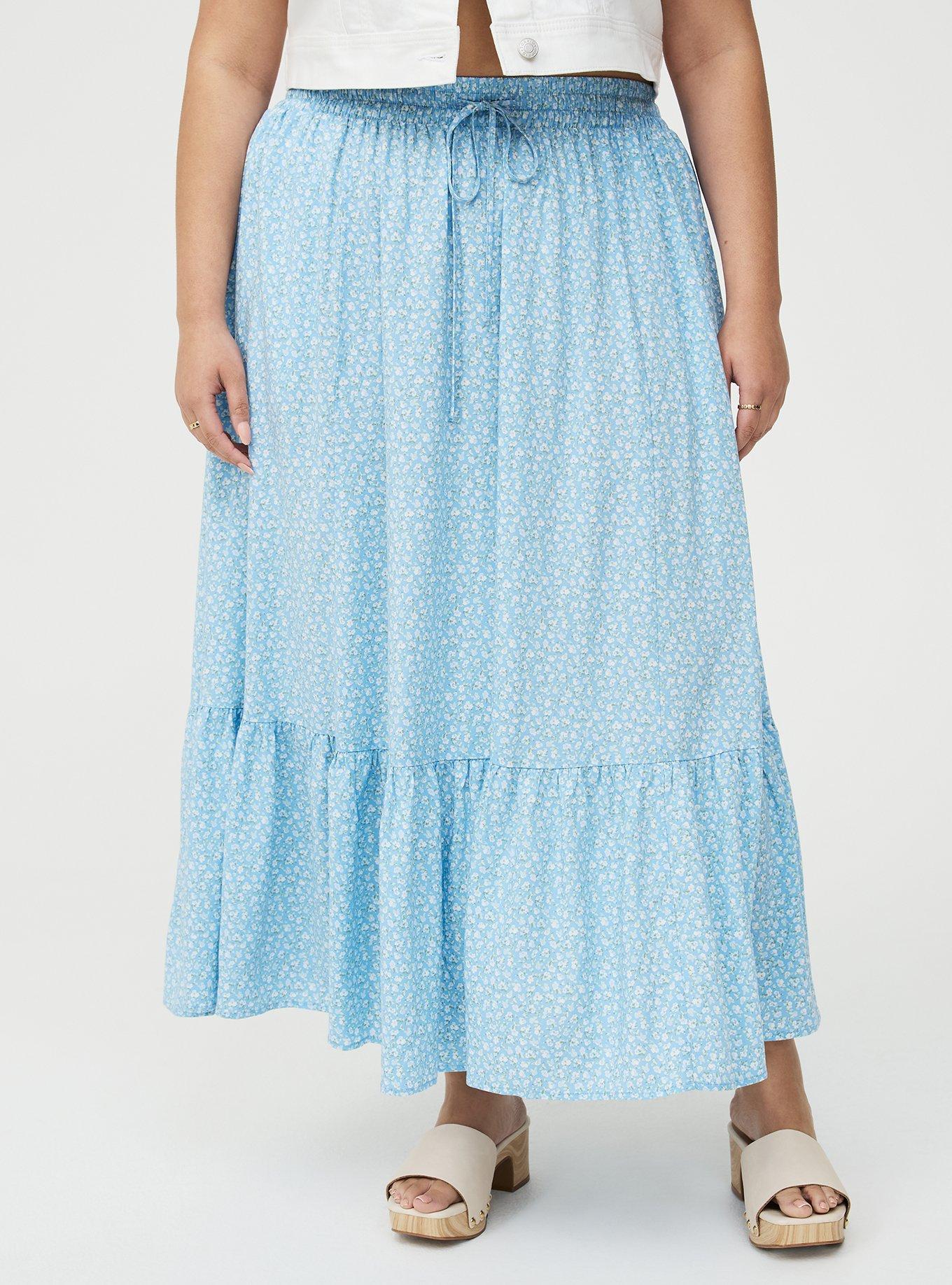 Tiered Maxi Skirt, BABY BREATH FLORAL BLUE, alternate