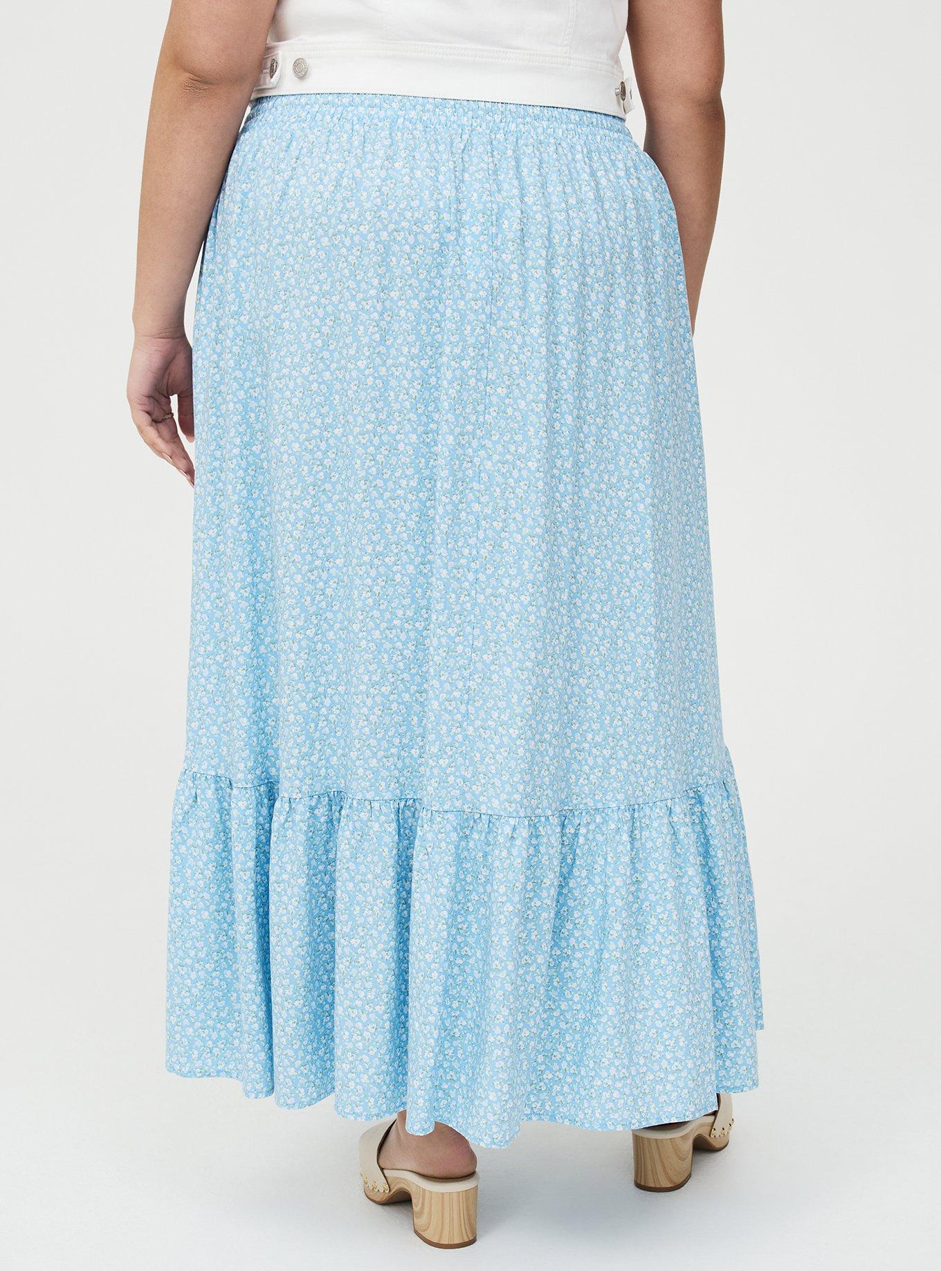 Tiered Maxi Skirt, BABY BREATH FLORAL BLUE, alternate