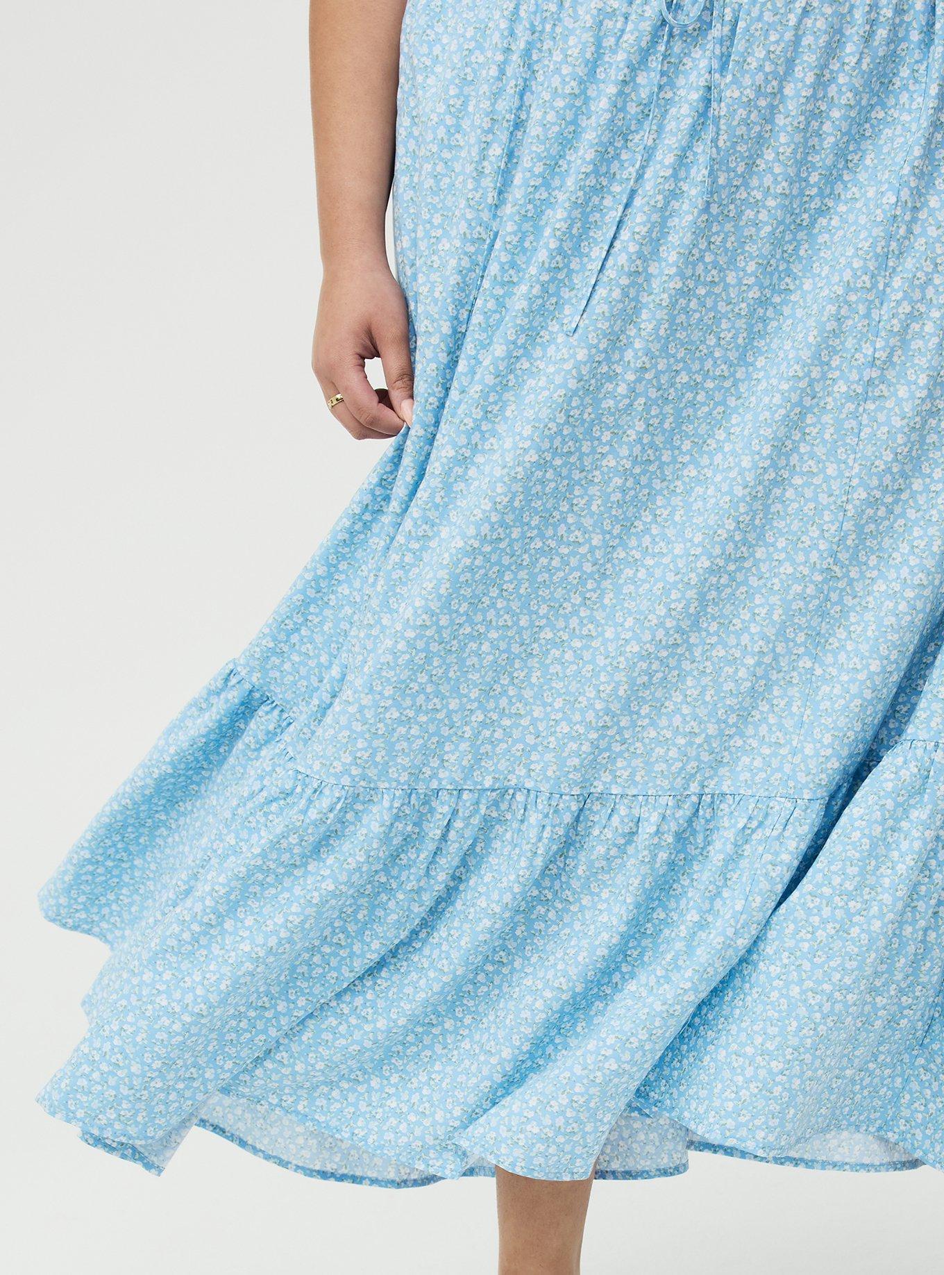 Tiered Maxi Skirt, BABY BREATH FLORAL BLUE, alternate