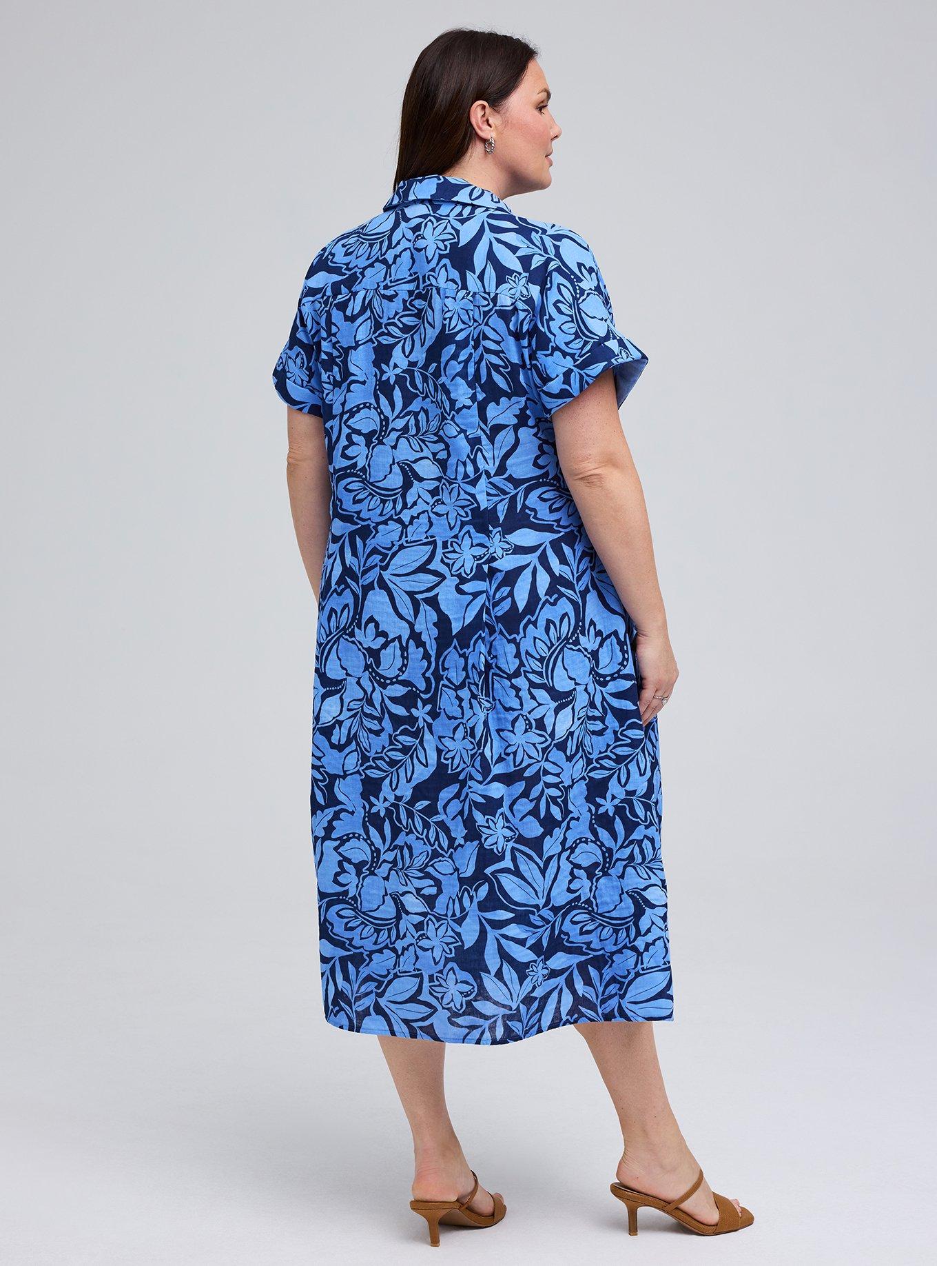 Belle Isle Popover Dolman Midi Dress, VEDADO LEAVES BLUE, alternate