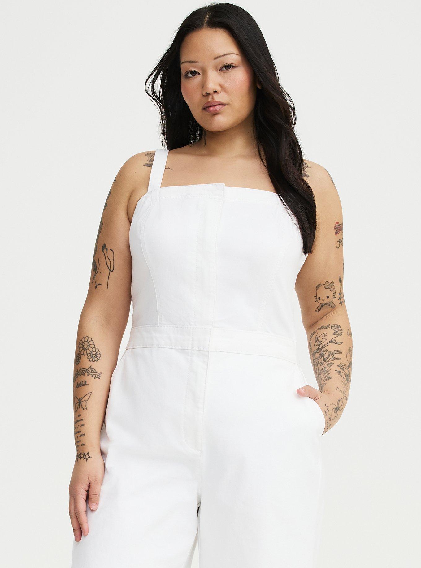 Denim Jumpsuit, WHITE, alternate