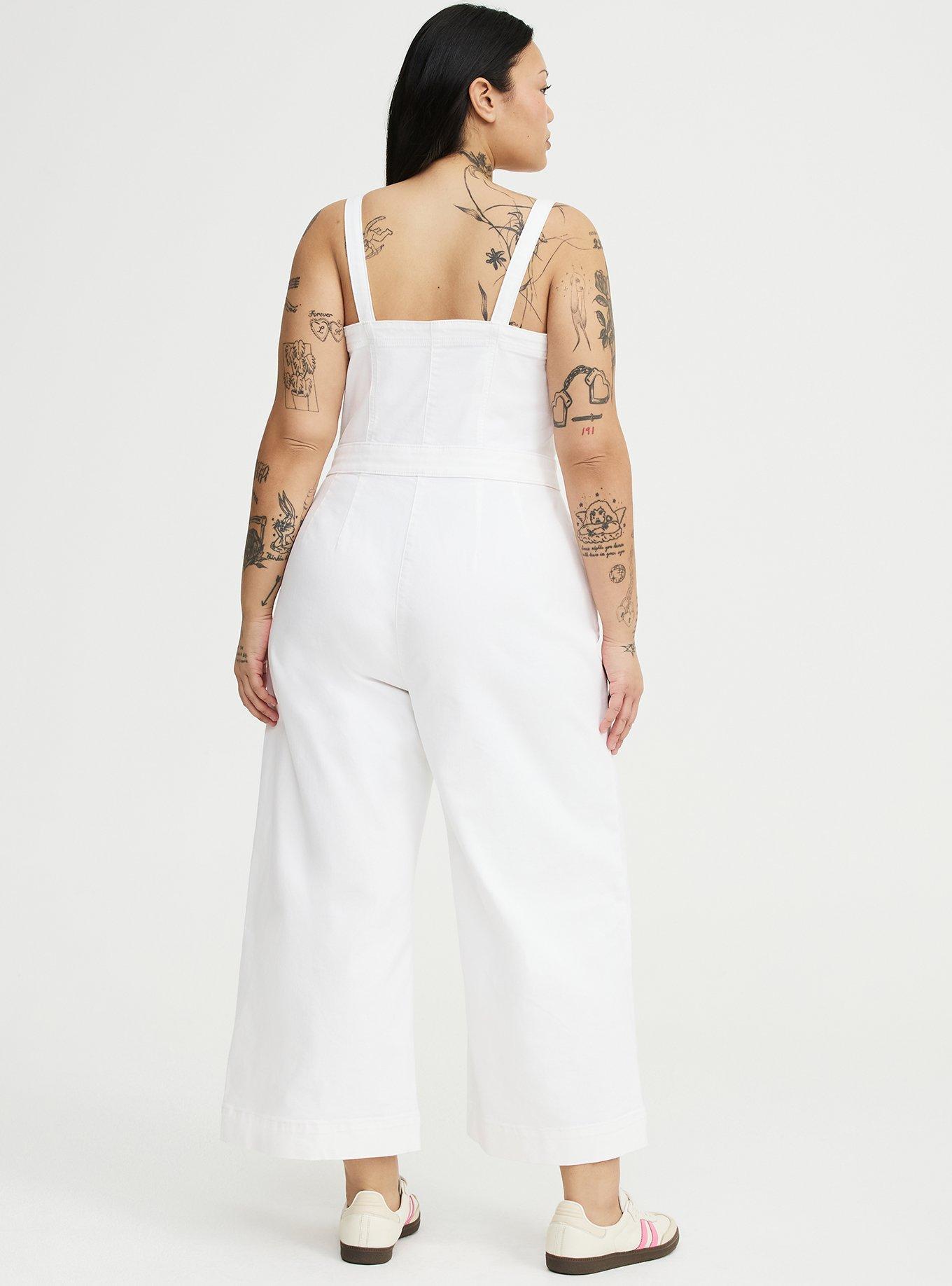 Denim Jumpsuit, WHITE, alternate