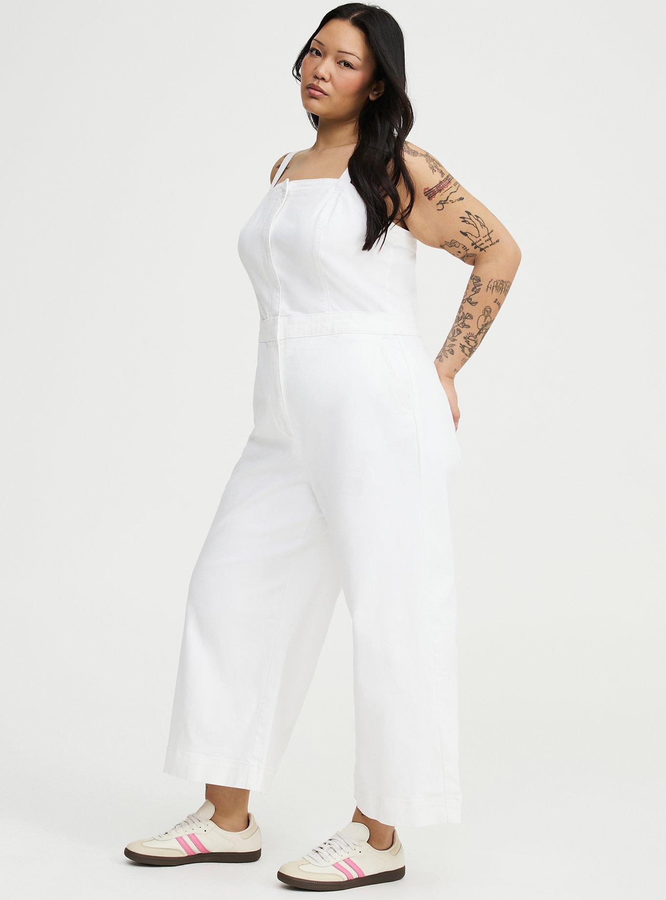 Denim Jumpsuit, WHITE, alternate