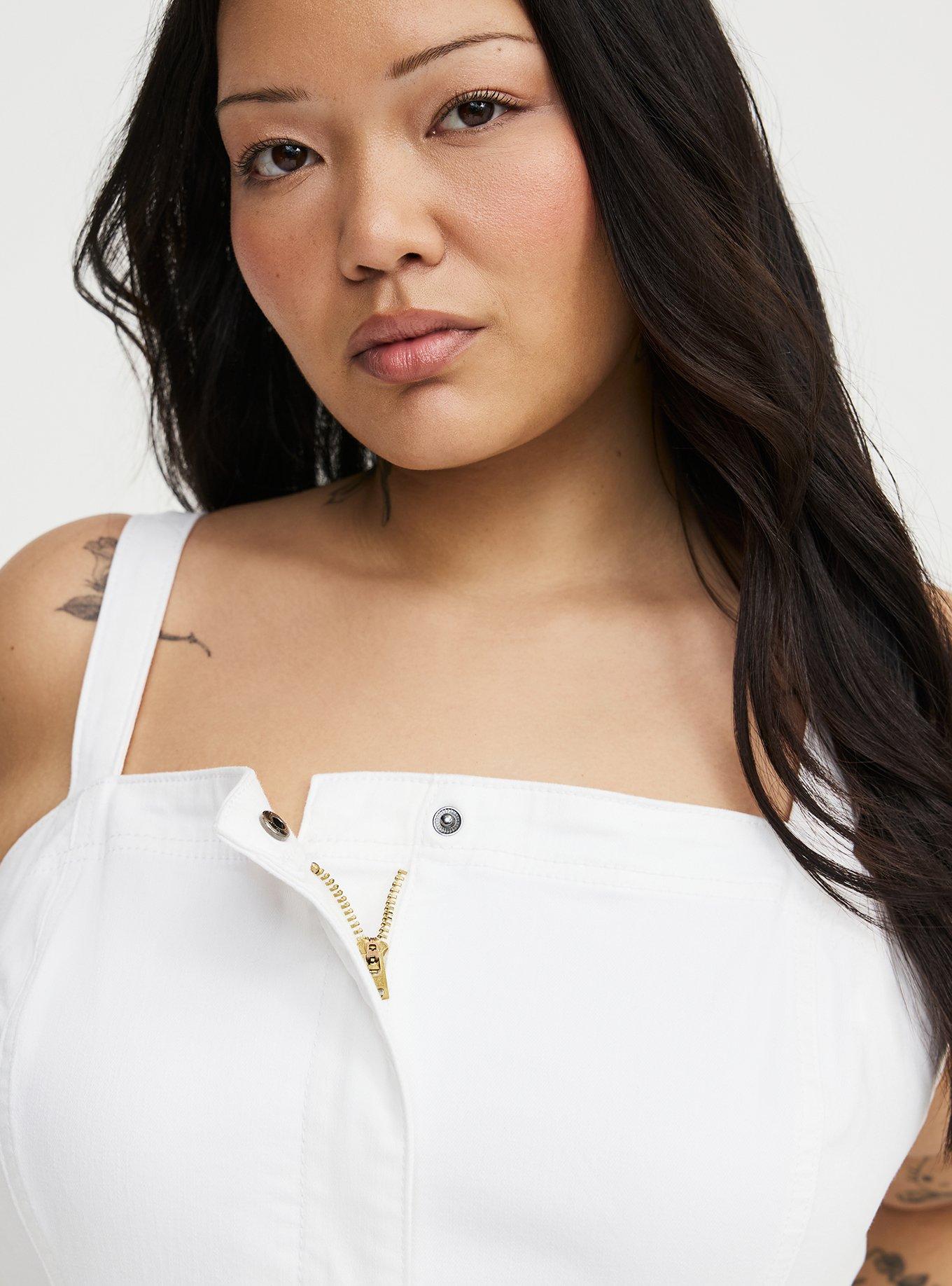 Denim Jumpsuit, WHITE, alternate