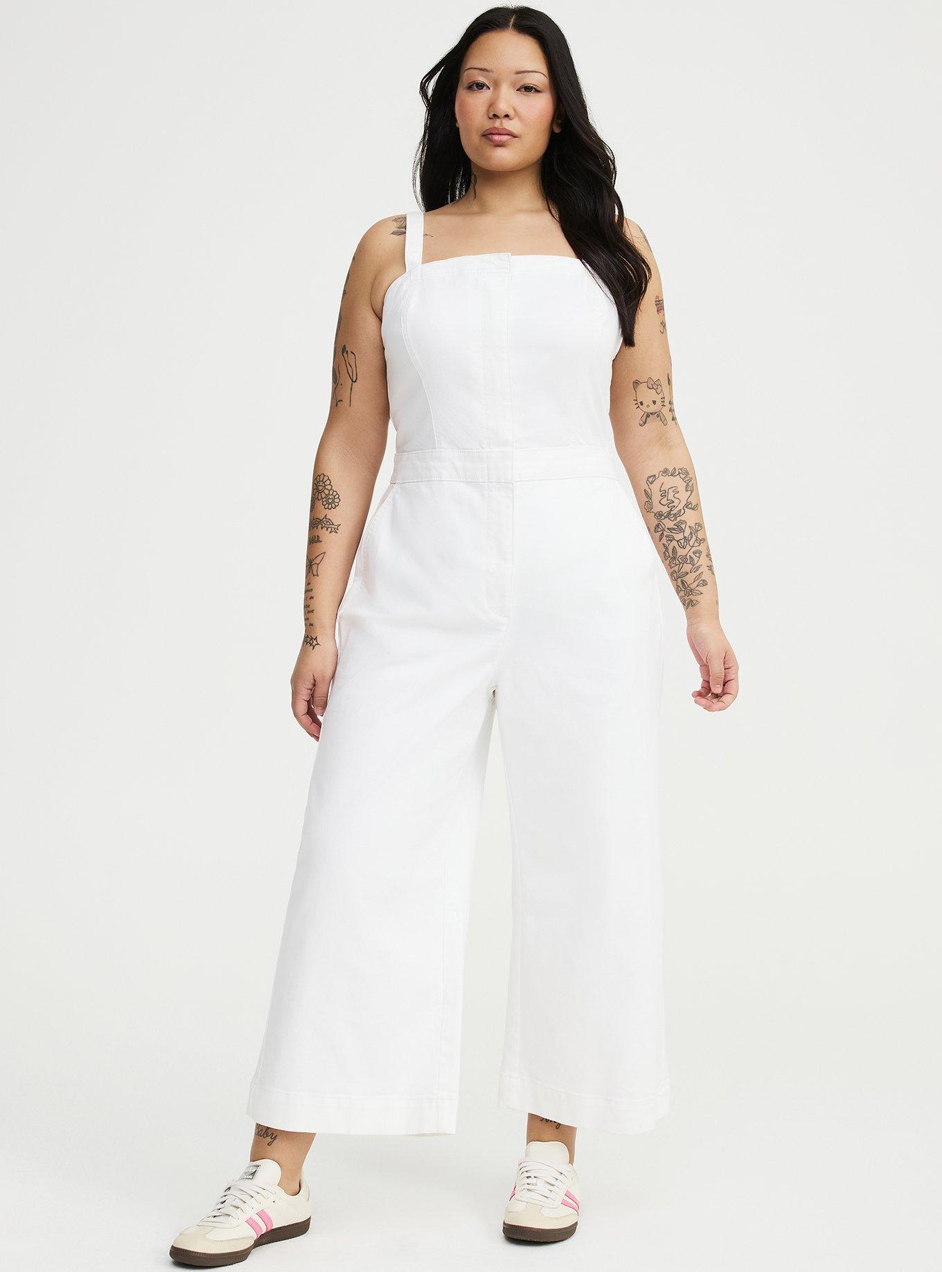 Denim Jumpsuit, WHITE, hi-res