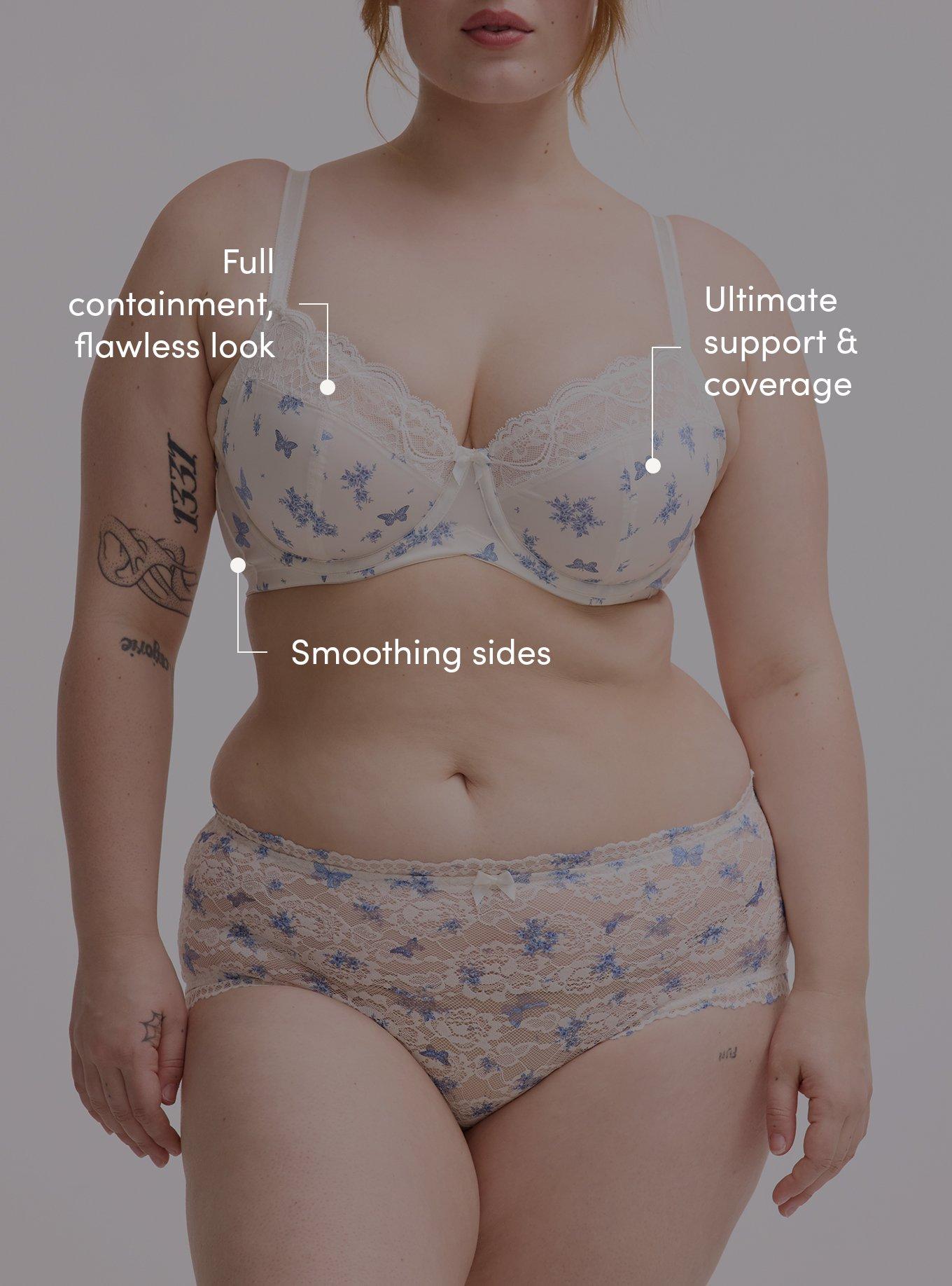 Full Coverage Unlined Lace Trim Bra, COQUETTE FLORAL, alternate