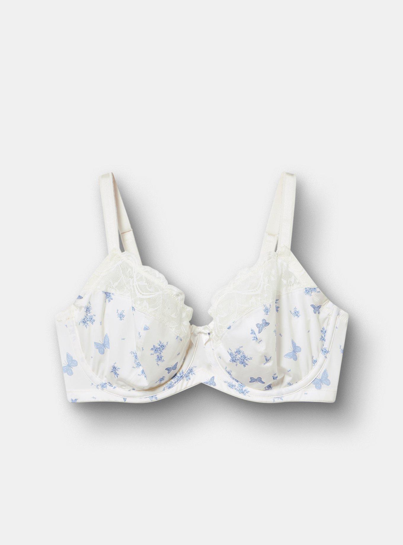 Full Coverage Unlined Lace Trim Bra, COQUETTE FLORAL, hi-res