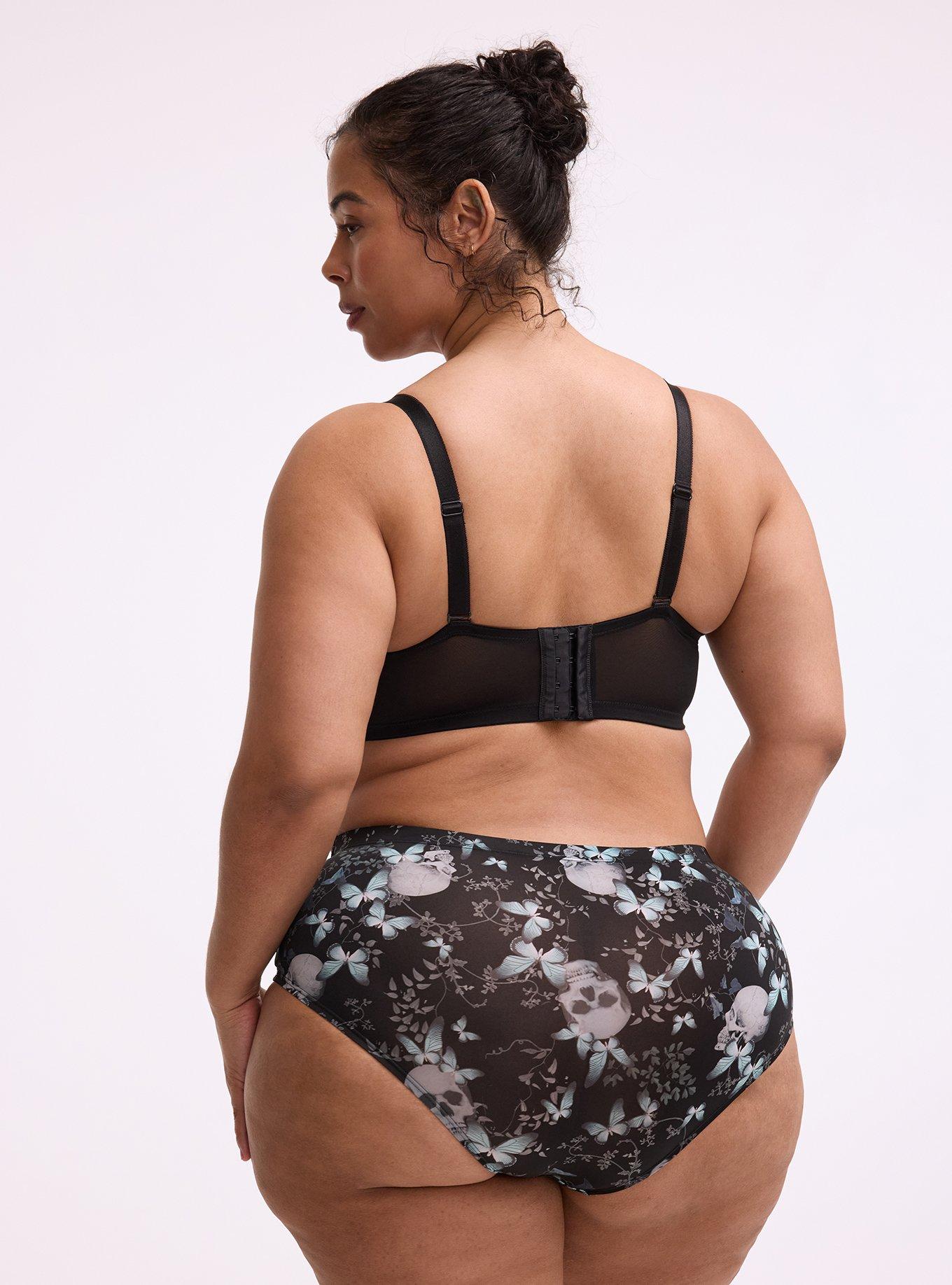 Full Coverage Unlined Lace Trim Bra, MONARCH SKULLS BLACK, alternate