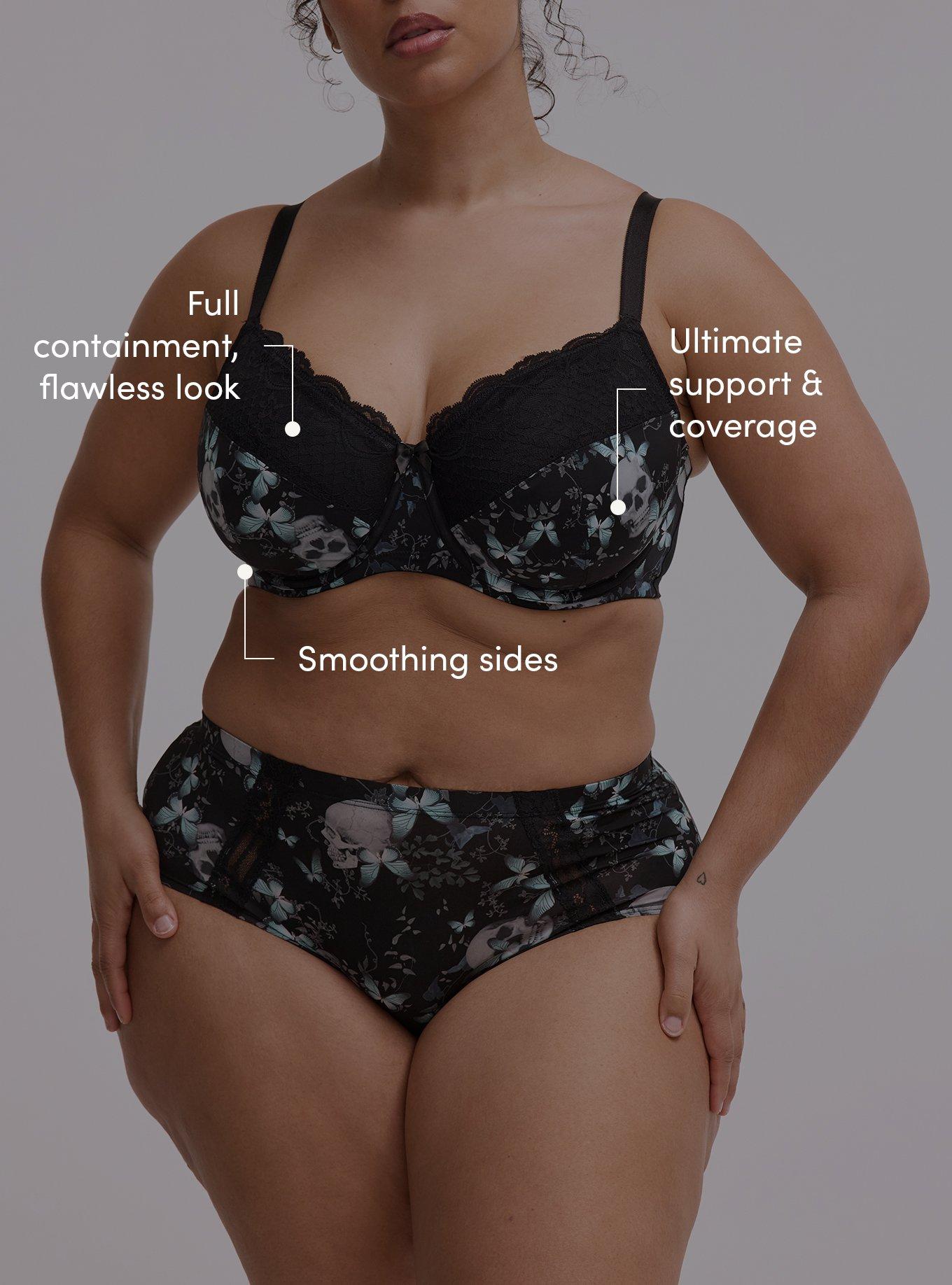 Full Coverage Unlined Lace Trim Bra, MONARCH SKULLS BLACK, alternate