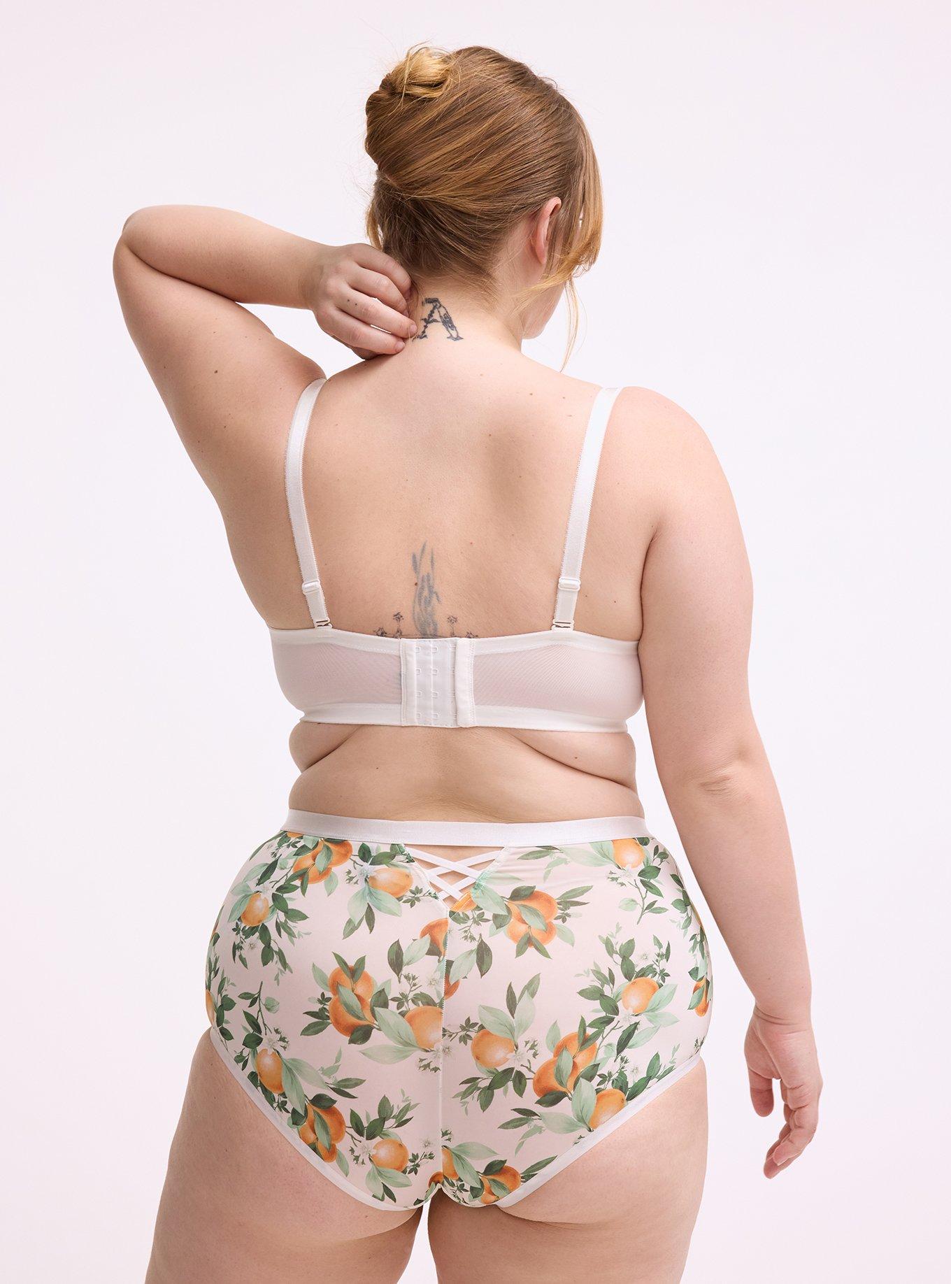 Full Coverage Unlined Lace Trim Bra, PICKED ORANGES SMALL WHITE, alternate