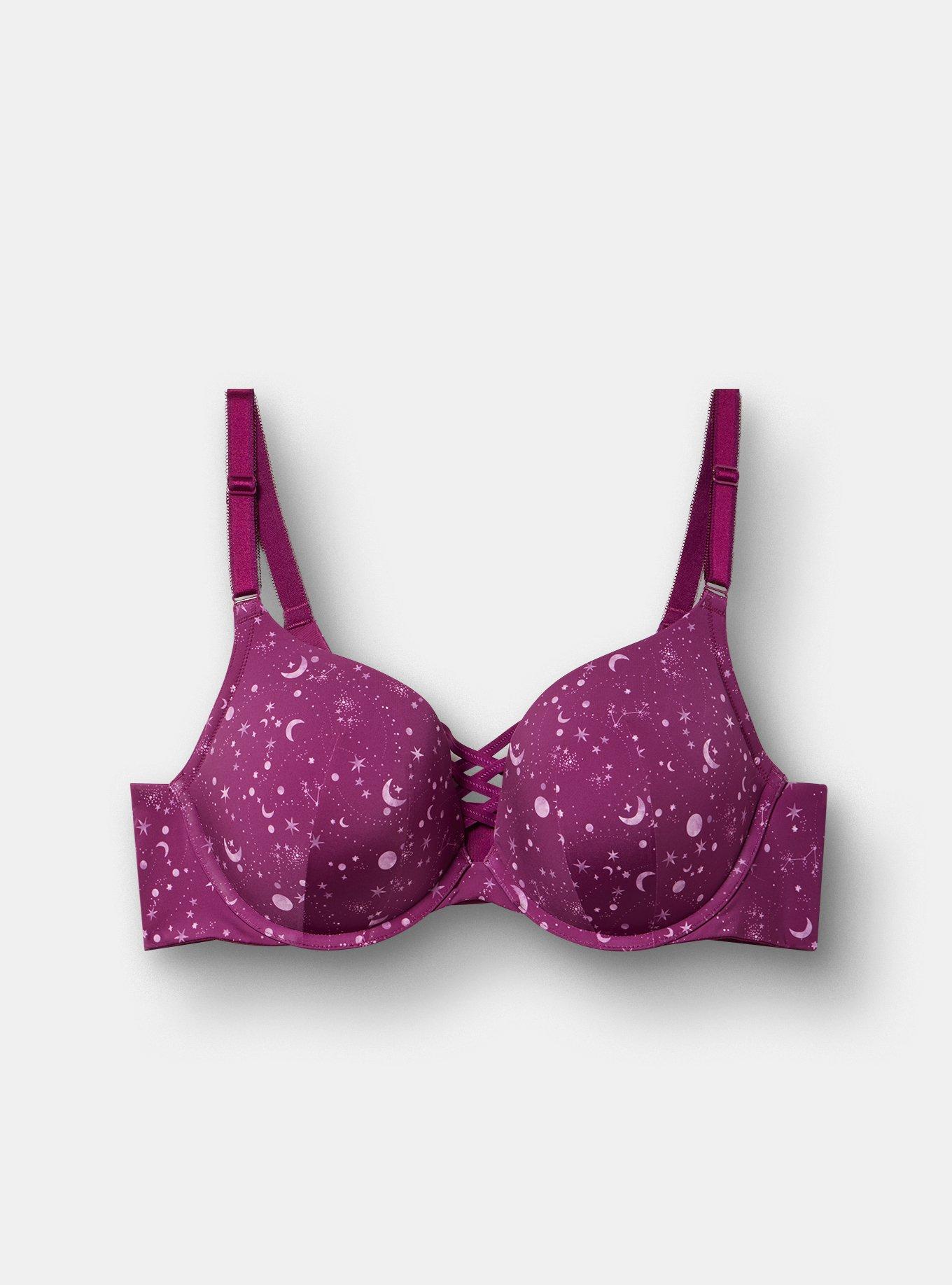 Full Coverage Unlined Lace Trim Bra, CELESTIAL GLOW PURPLE, hi-res