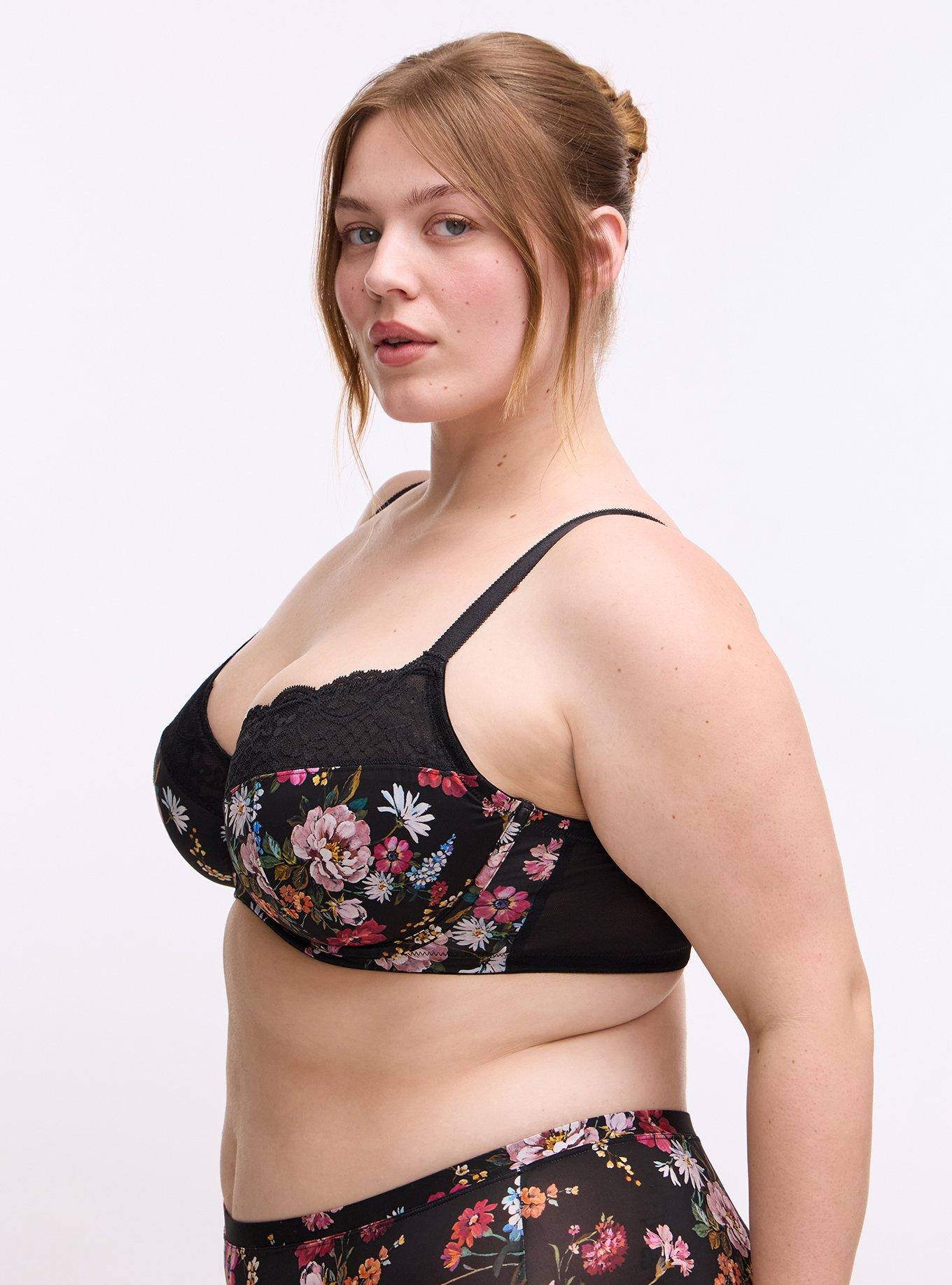 Full Coverage Unlined Lace Trim Bra, CLASSICAL FLORAL MULTI, alternate
