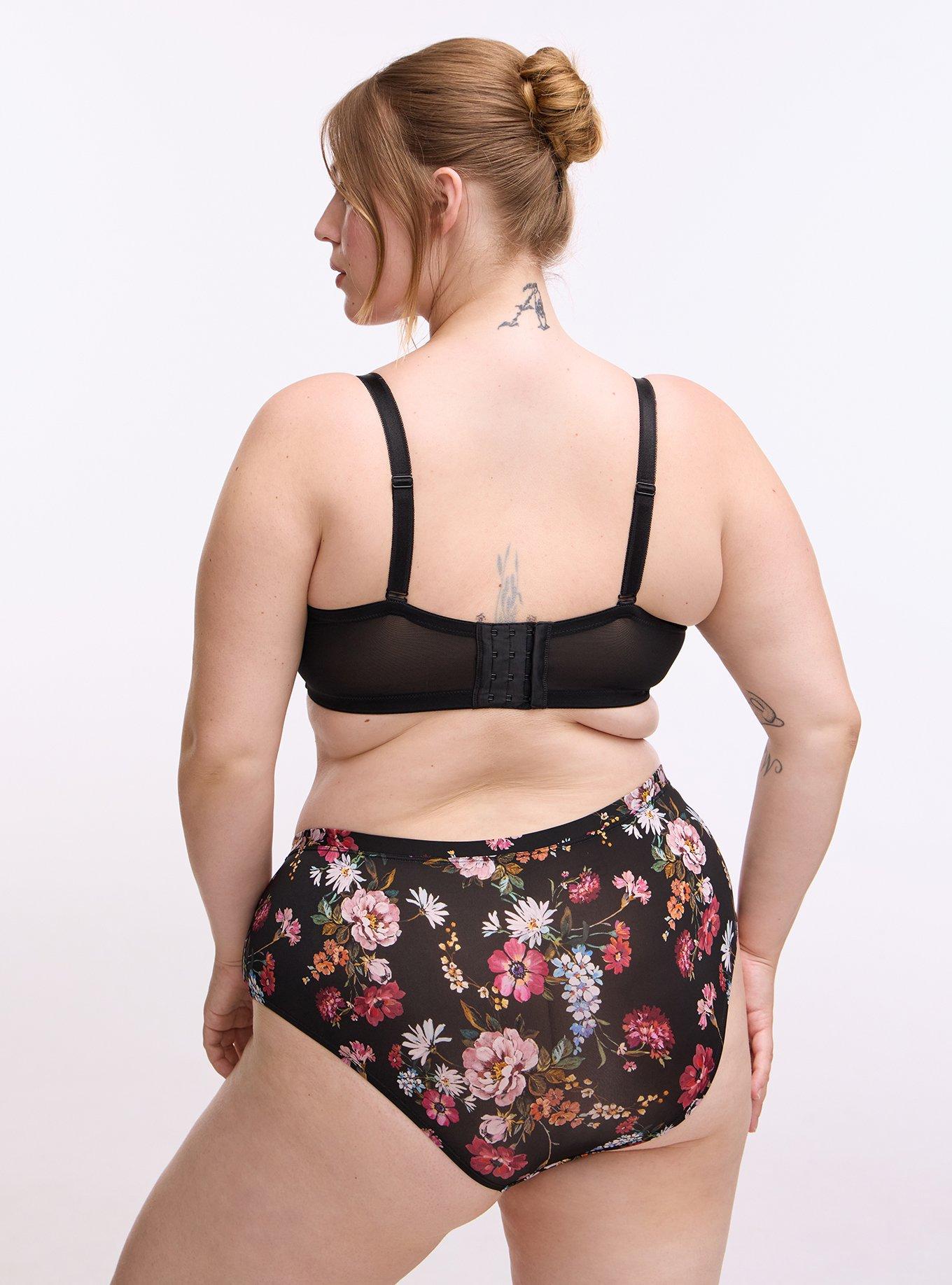 Full Coverage Unlined Lace Trim Bra, CLASSICAL FLORAL MULTI, alternate