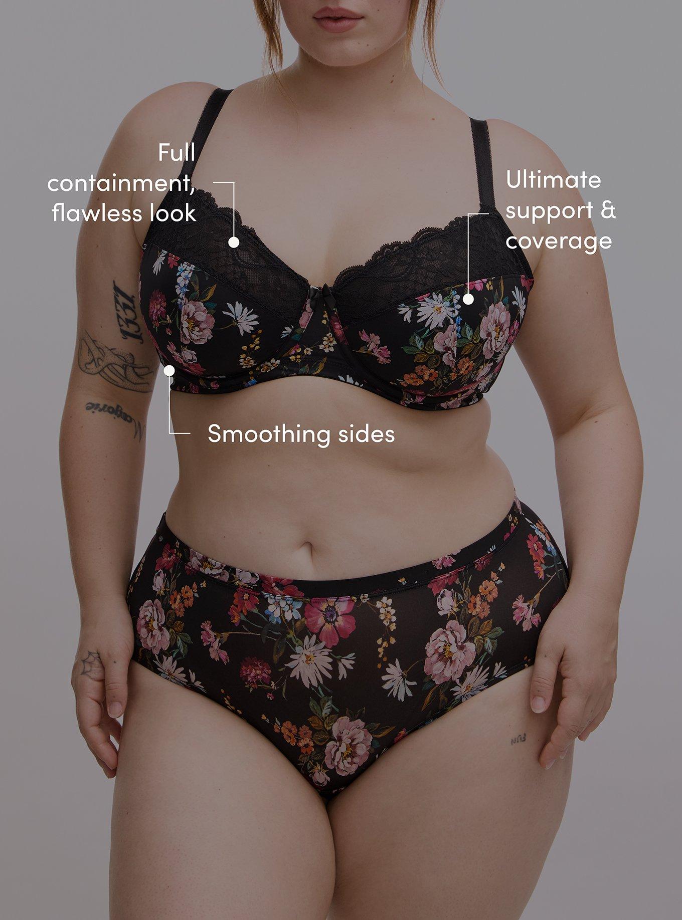Full Coverage Unlined Lace Trim Bra, CLASSICAL FLORAL MULTI, alternate