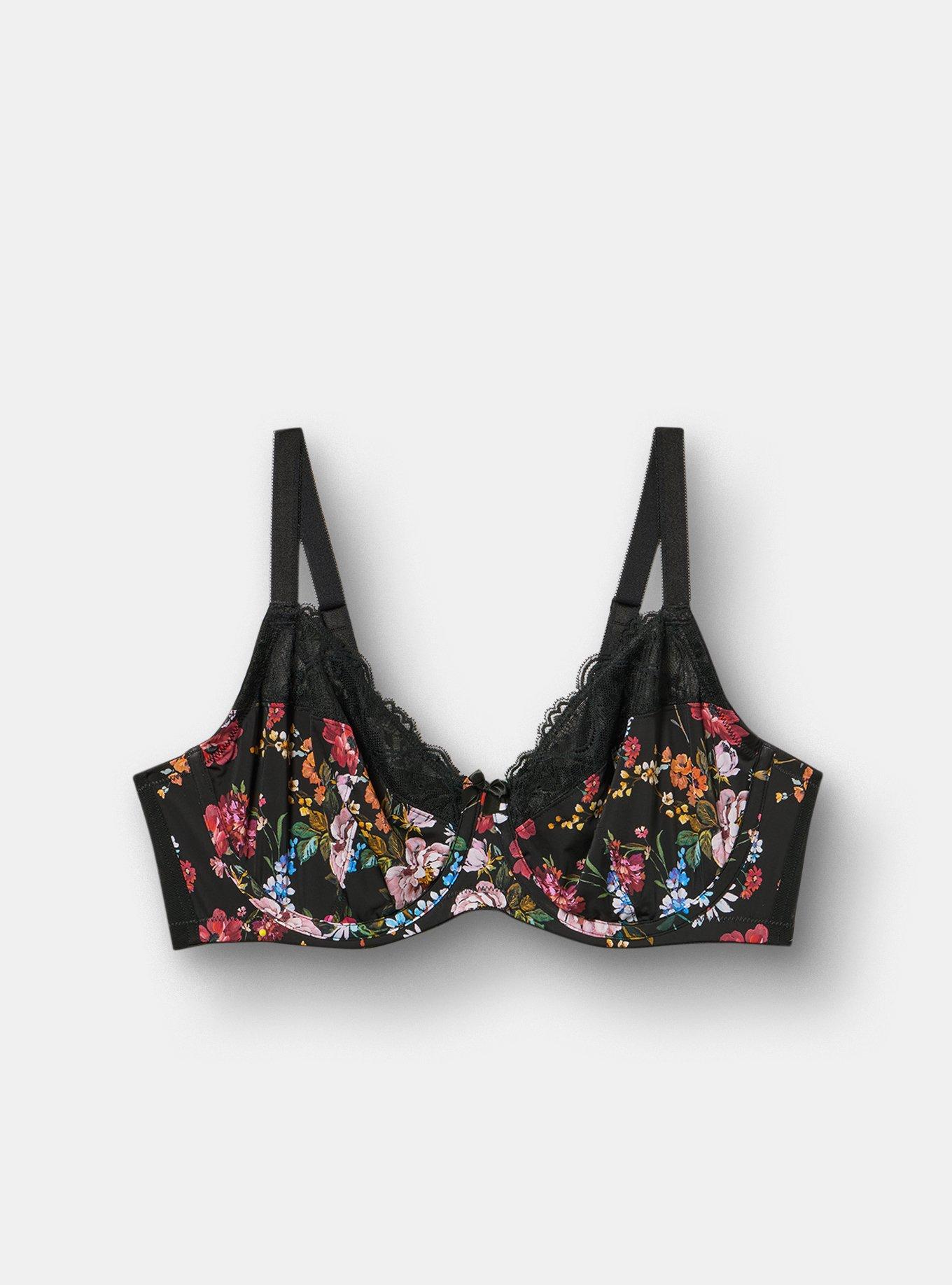 Full Coverage Unlined Lace Trim Bra, CLASSICAL FLORAL MULTI, hi-res