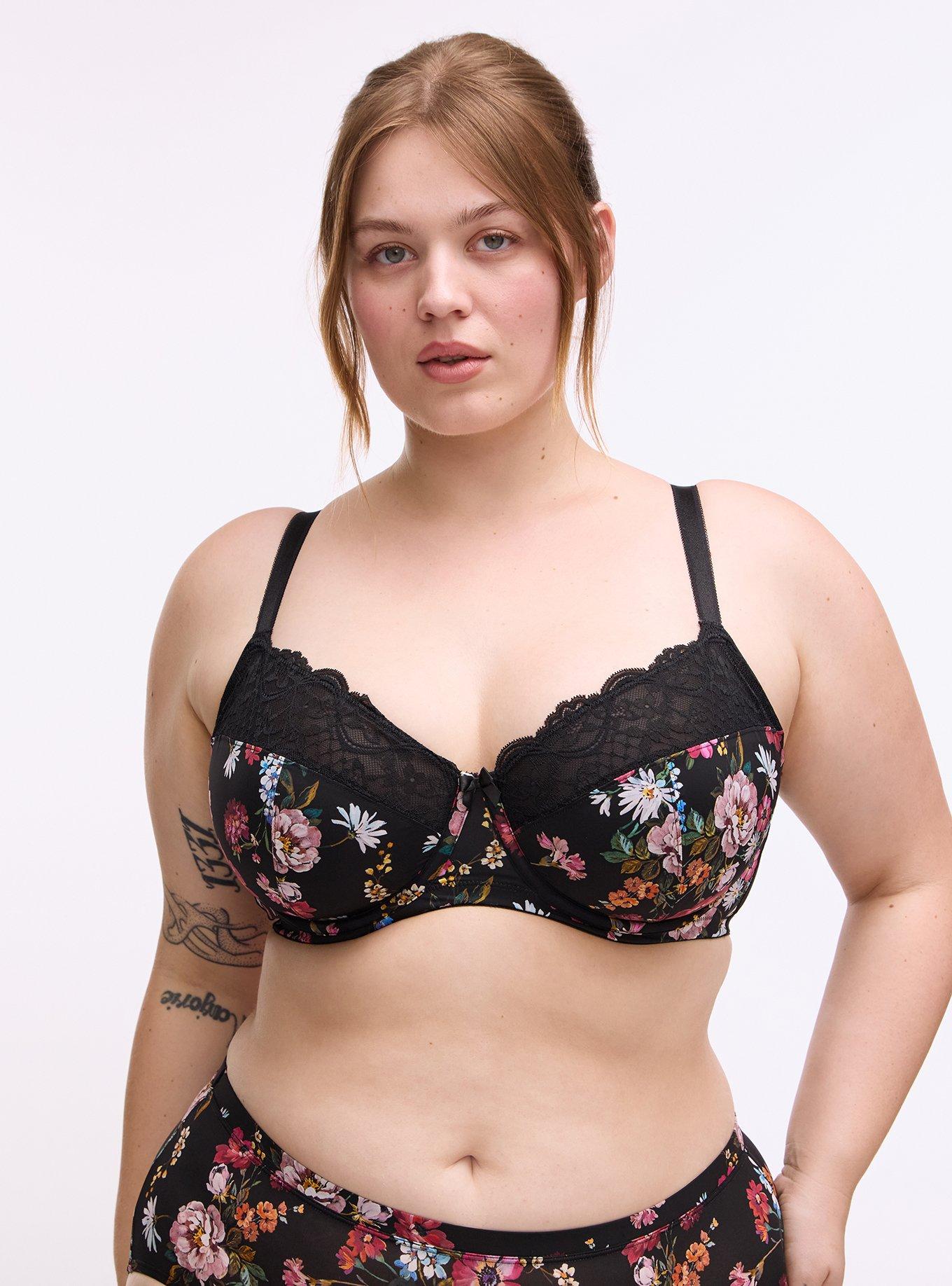 Full Coverage Unlined Lace Trim Bra, CLASSICAL FLORAL MULTI, hi-res