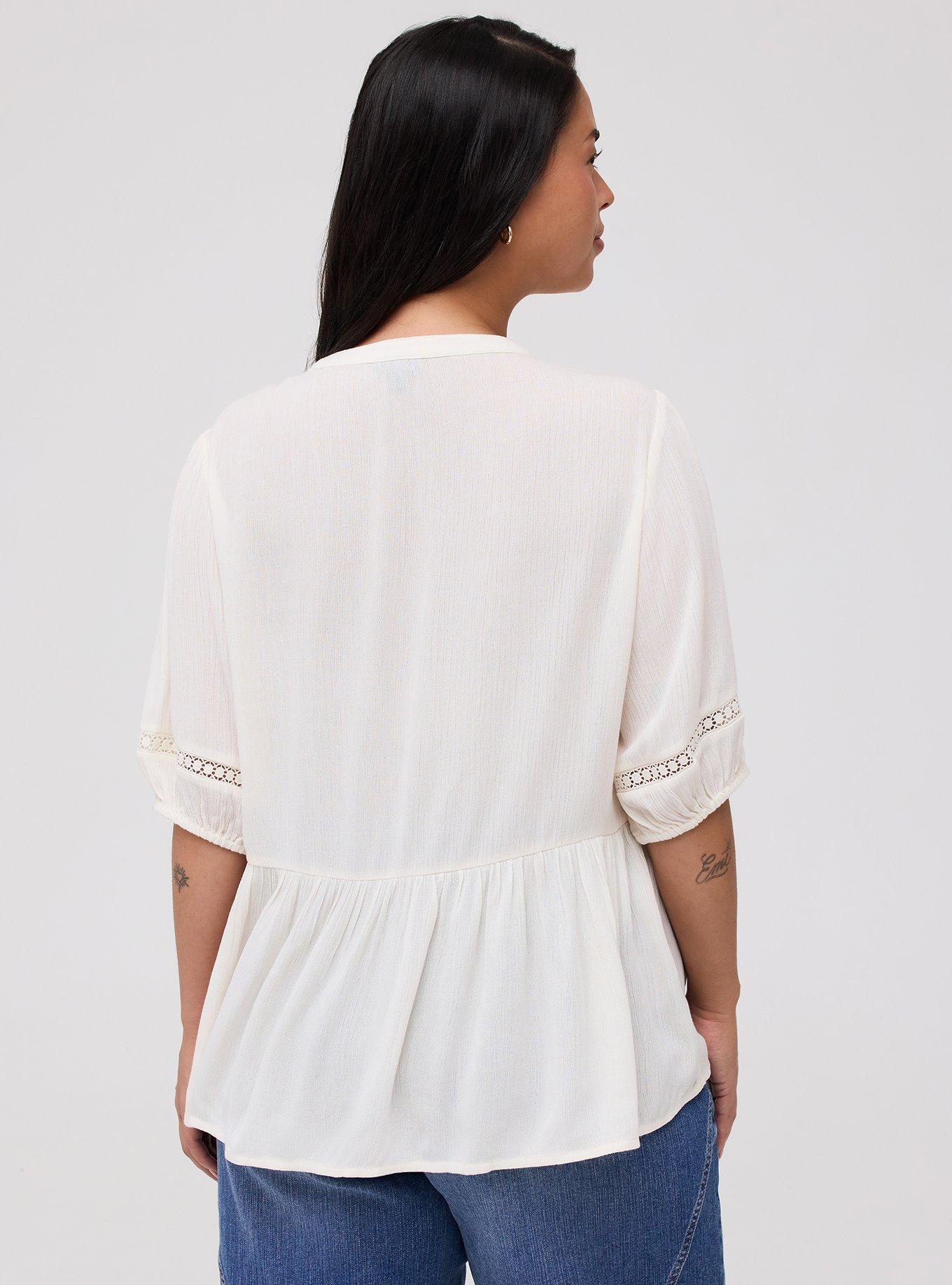 Crinkle Gauze Boho Top, WHISPER WHITE, alternate