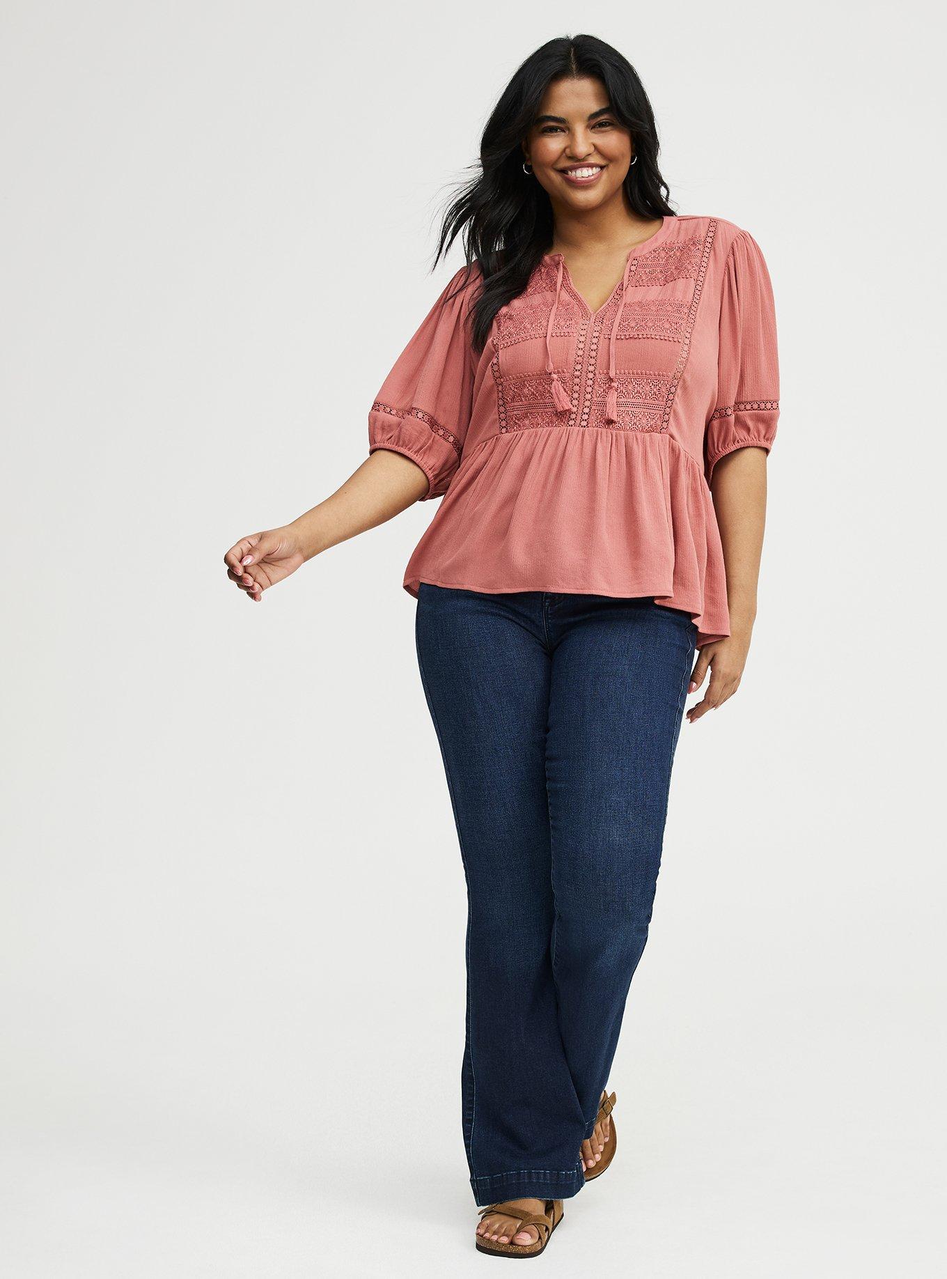 Crinkle Gauze Boho Top, LIGHT MAHOGANY, alternate